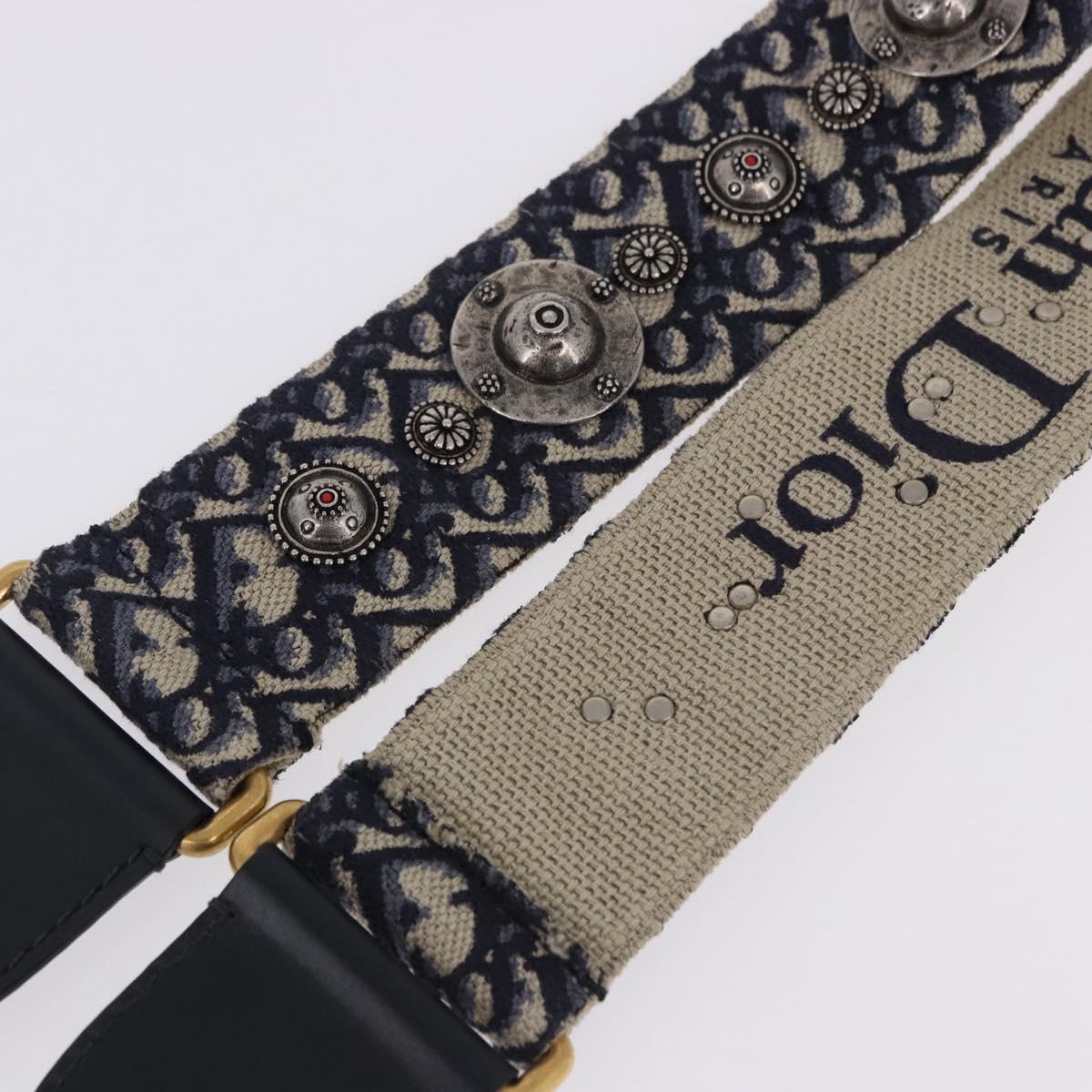 Christian Dior Trotter Canvas Shoulder Strap 36.6"" Navy Gold Auth ep15133M