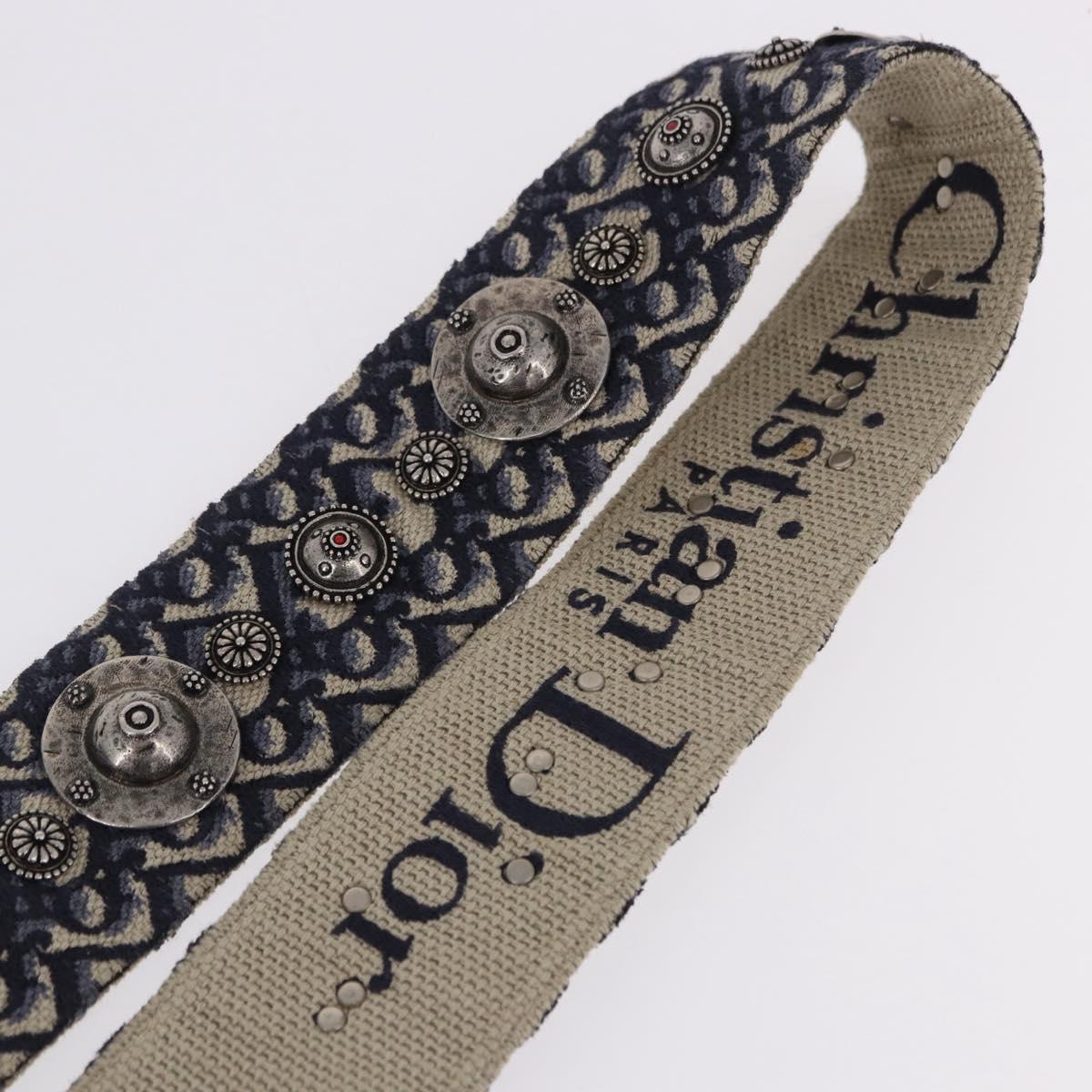 Christian Dior Trotter Canvas Shoulder Strap 36.6"" Navy Gold Auth ep15133M