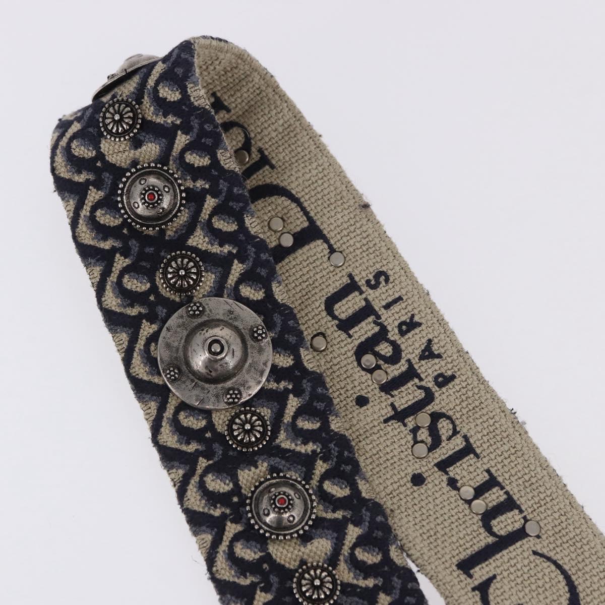 Christian Dior Trotter Canvas Shoulder Strap 36.6"" Navy Gold Auth ep15134M