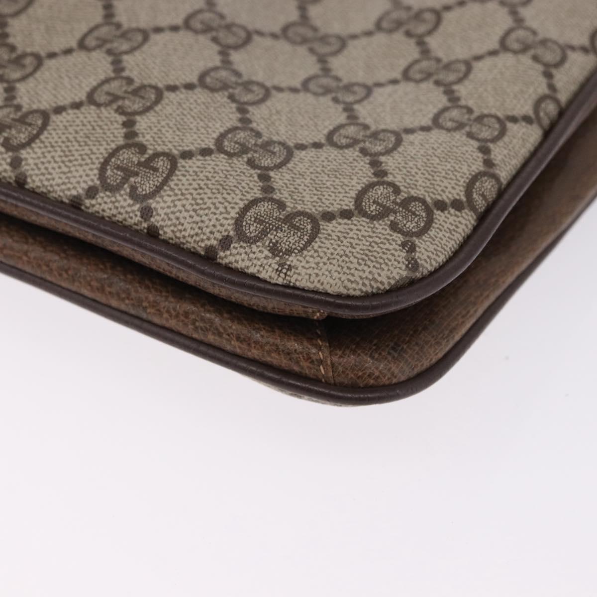 GUCCI GG Supreme Shoulder Bag PVC Leather Beige Gold Tone Auth ep15139