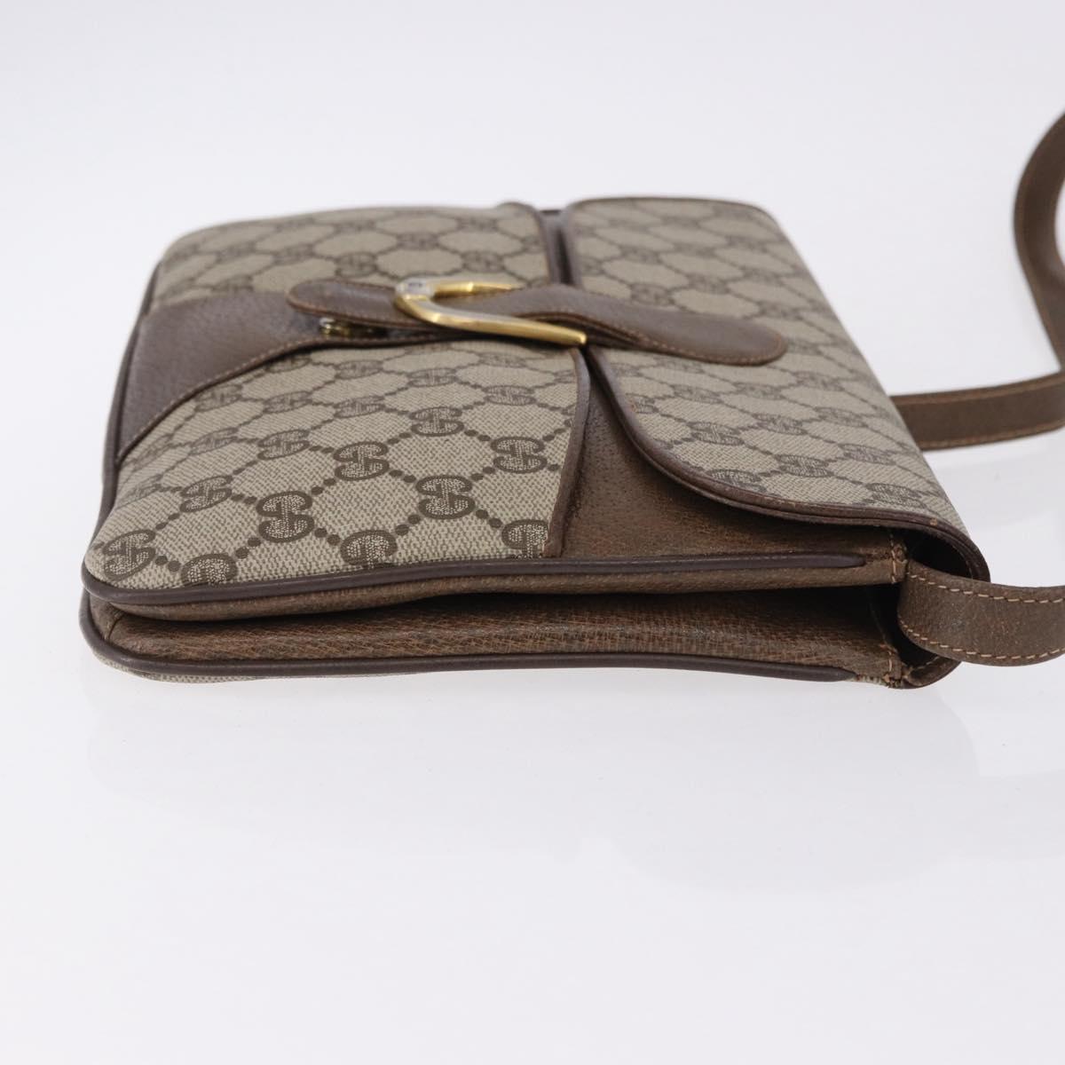 GUCCI GG Supreme Shoulder Bag PVC Leather Beige Gold Tone Auth ep15139