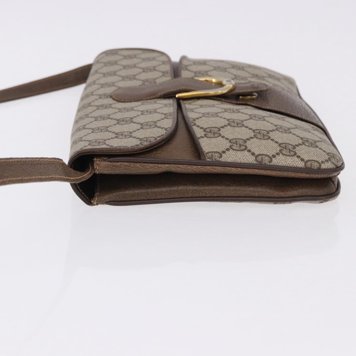 GUCCI GG Supreme Shoulder Bag PVC Leather Beige Gold Tone Auth ep15139