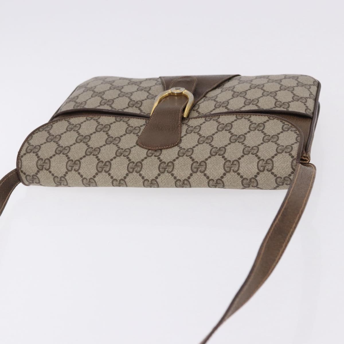 GUCCI GG Supreme Shoulder Bag PVC Leather Beige Gold Tone Auth ep15139