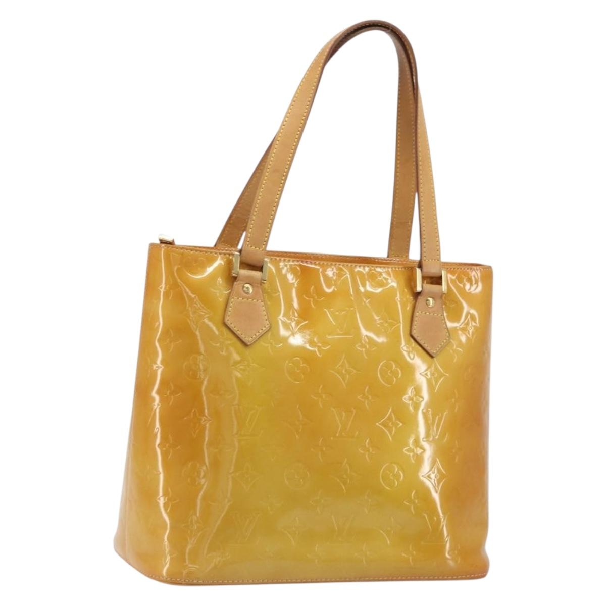 LOUIS VUITTON Monogram Vernis Houston Hand Bag Beige M91004 LV Auth ep15141
