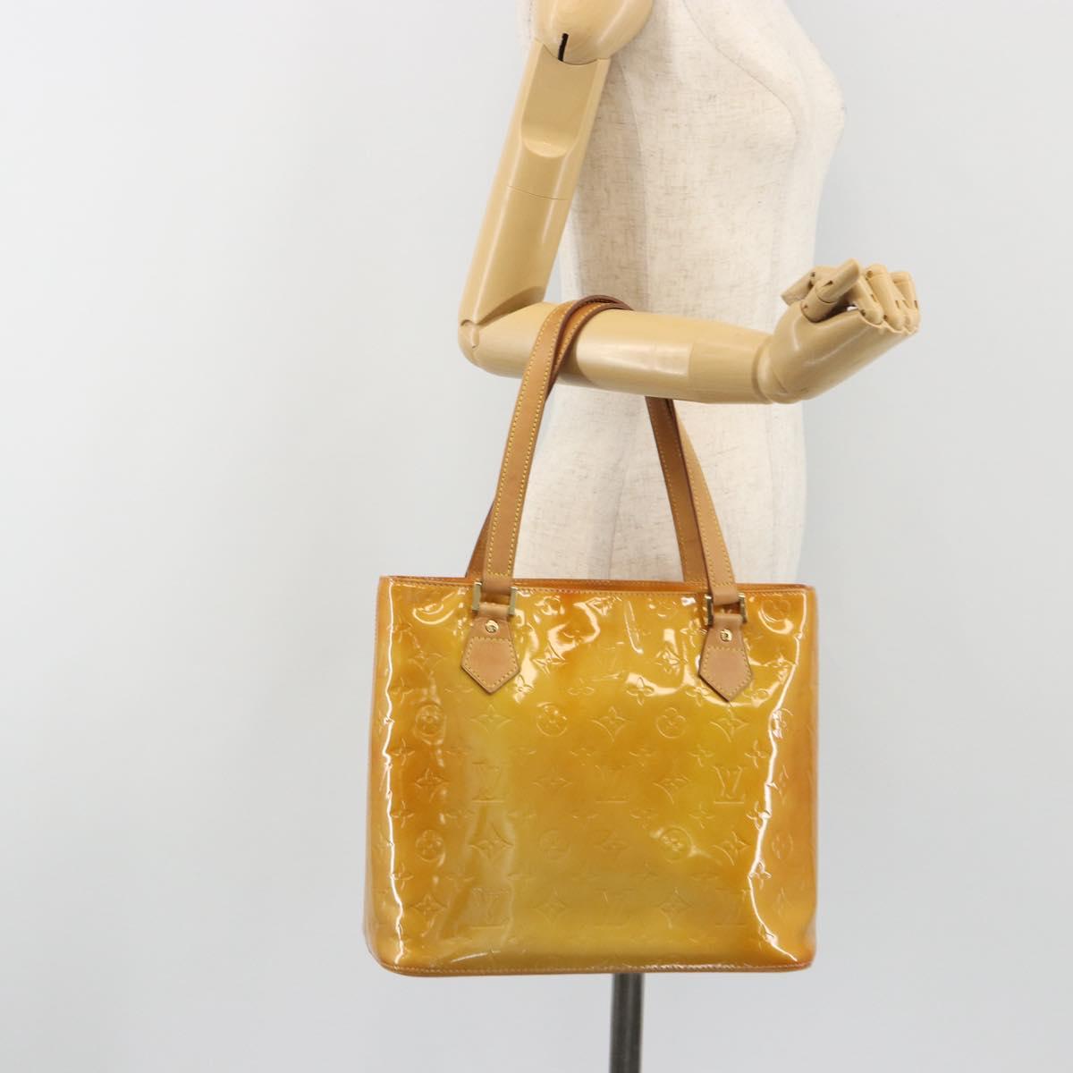 LOUIS VUITTON Monogram Vernis Houston Hand Bag Beige M91004 LV Auth ep15141