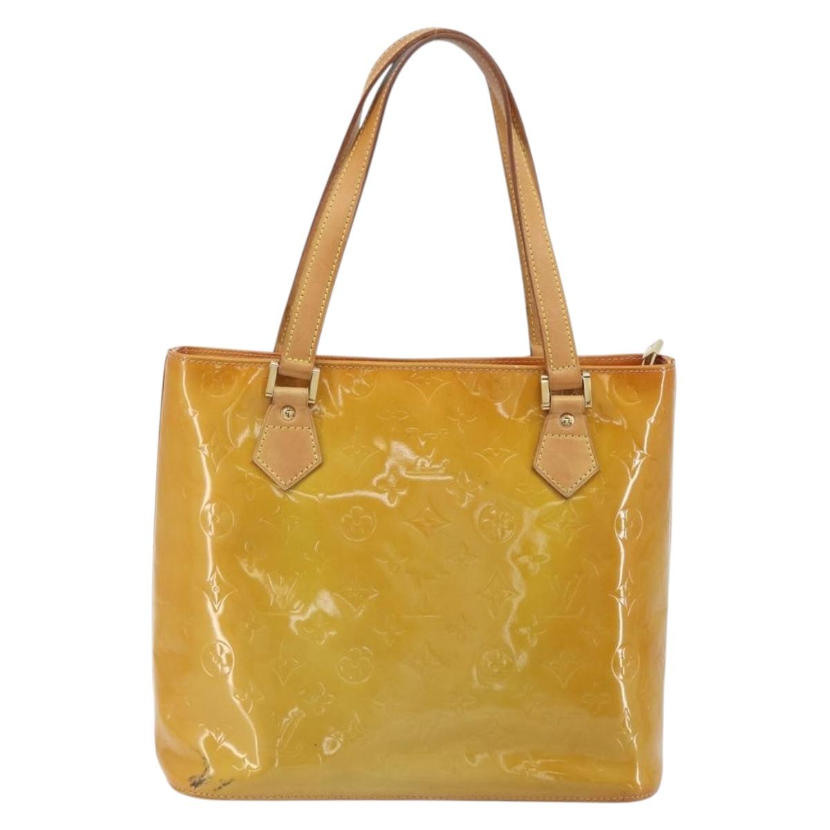 LOUIS VUITTON Monogram Vernis Houston Hand Bag Beige M91004 LV Auth ep15141