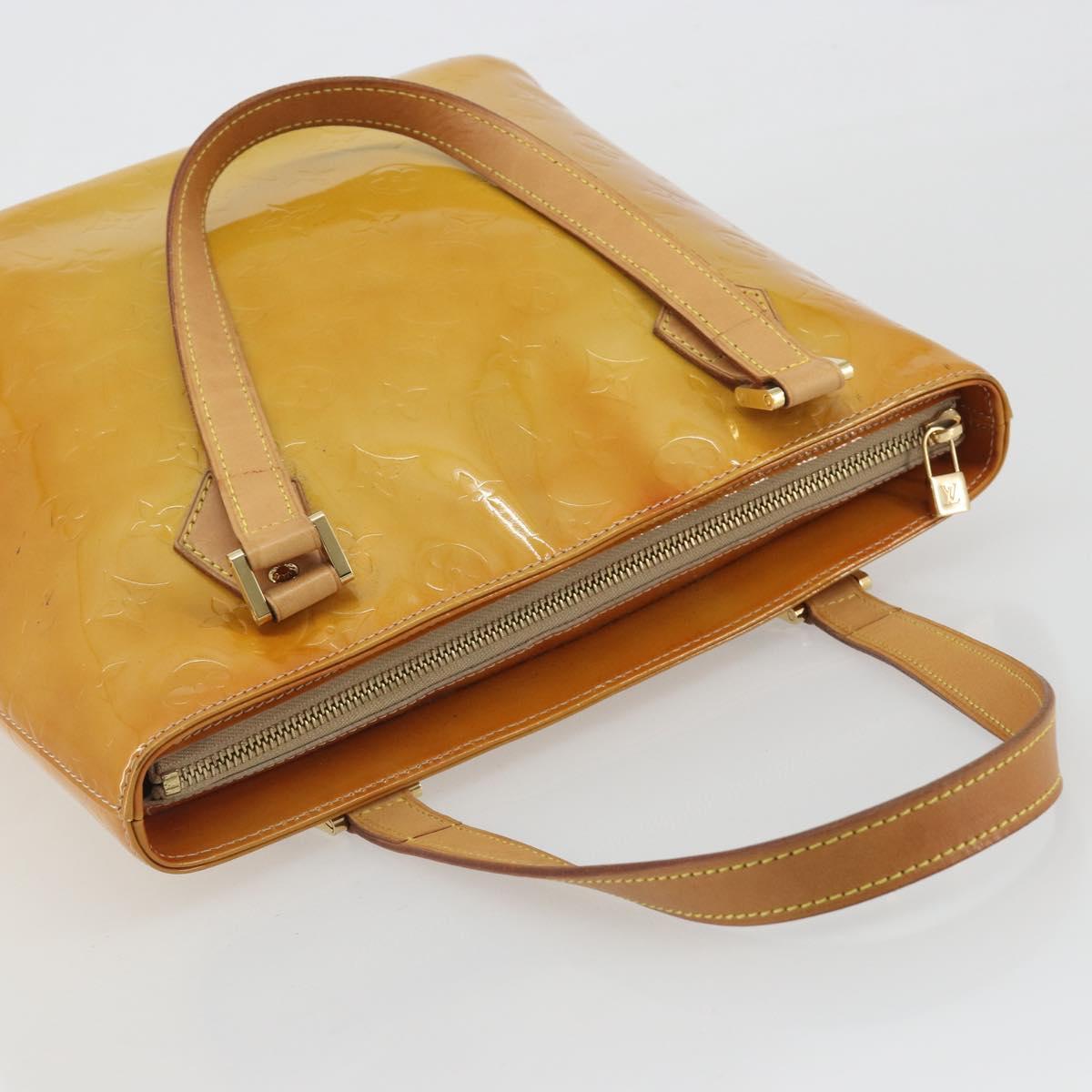 LOUIS VUITTON Monogram Vernis Houston Hand Bag Beige M91004 LV Auth ep15141