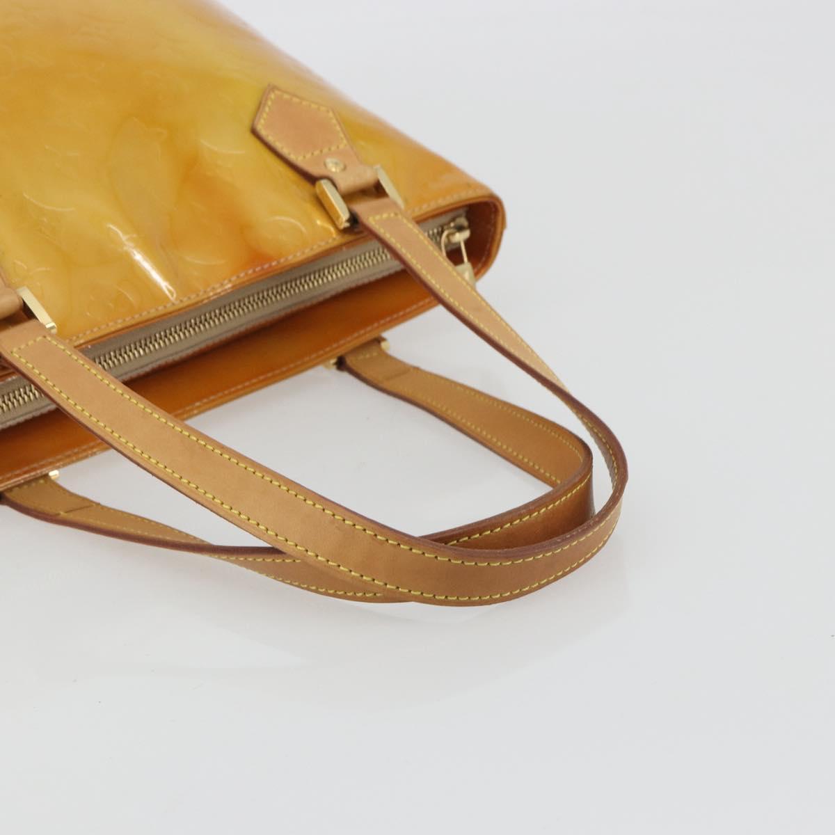 LOUIS VUITTON Monogram Vernis Houston Hand Bag Beige M91004 LV Auth ep15141