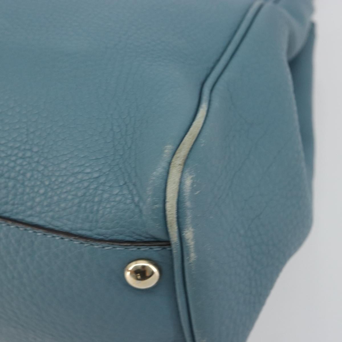 GUCCI Bamboo Hand Bag Leather 2way Blue Silver 336032 Auth ep15143