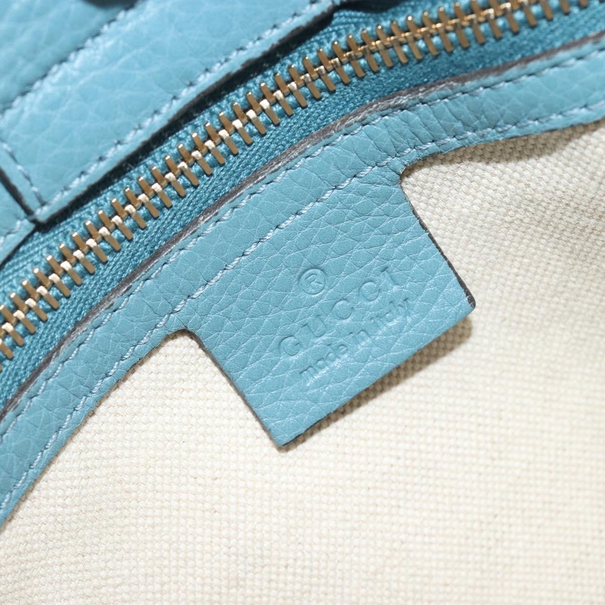 GUCCI Bamboo Hand Bag Leather 2way Blue Silver 336032 Auth ep15143