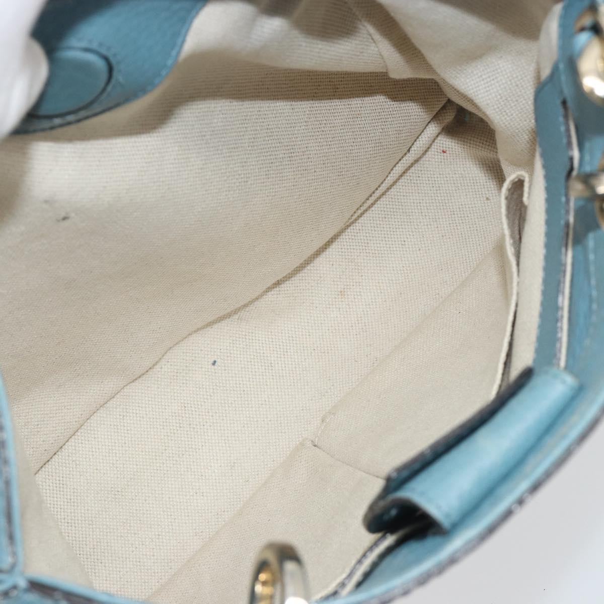 GUCCI Bamboo Hand Bag Leather 2way Blue Silver 336032 Auth ep15143