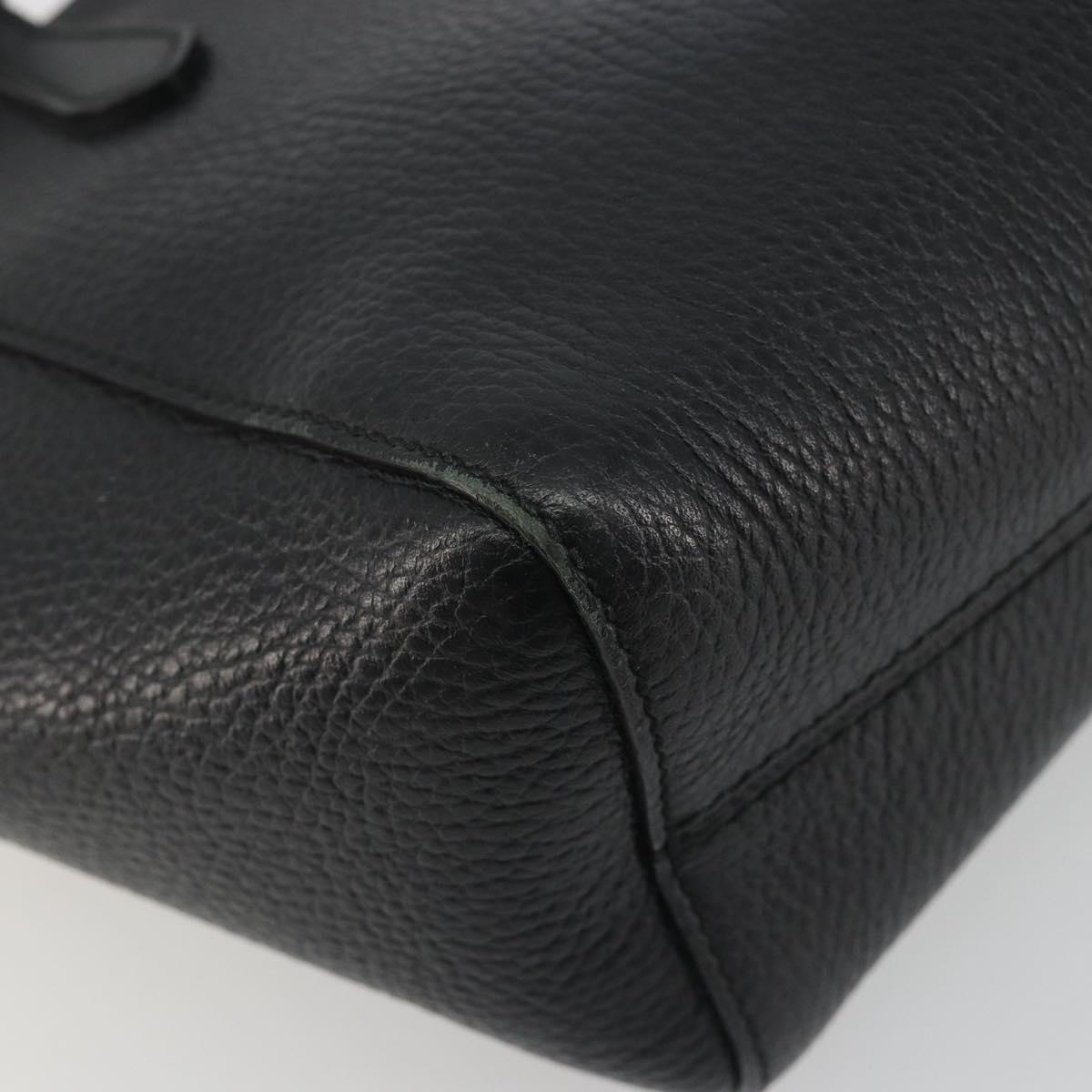 GUCCI Hand Bag Leather 2way Black Gold Tone Auth ep15144