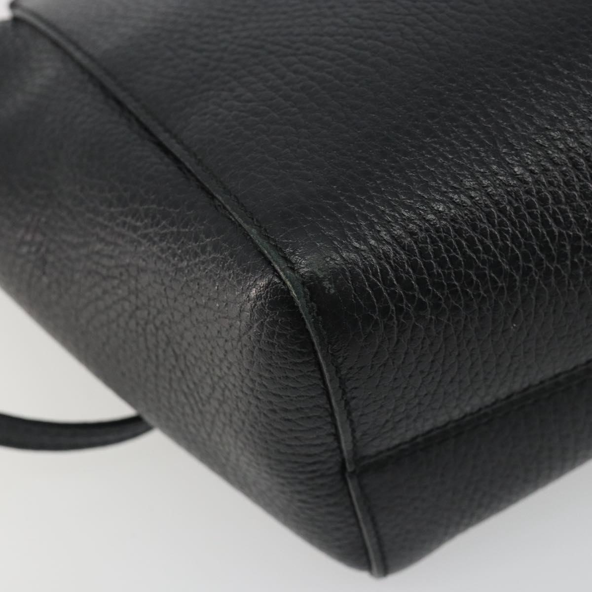 GUCCI Hand Bag Leather 2way Black Gold Tone Auth ep15144