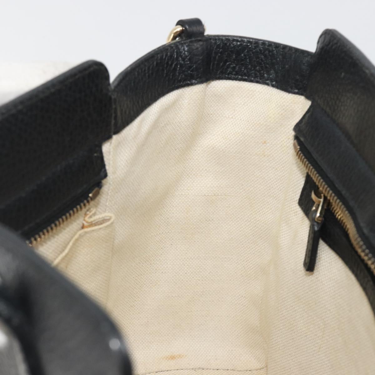 GUCCI Hand Bag Leather 2way Black Gold Tone Auth ep15144