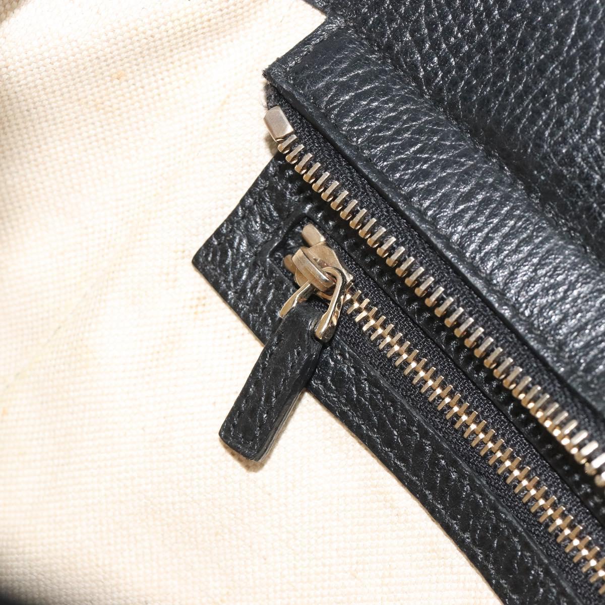 GUCCI Hand Bag Leather 2way Black Gold Tone Auth ep15144
