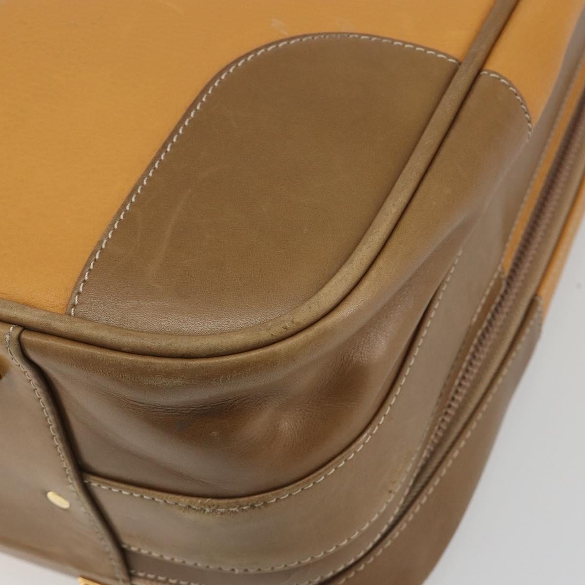 LOEWE Anagram Trunk Leather Beige Gold Tone Auth ep15147