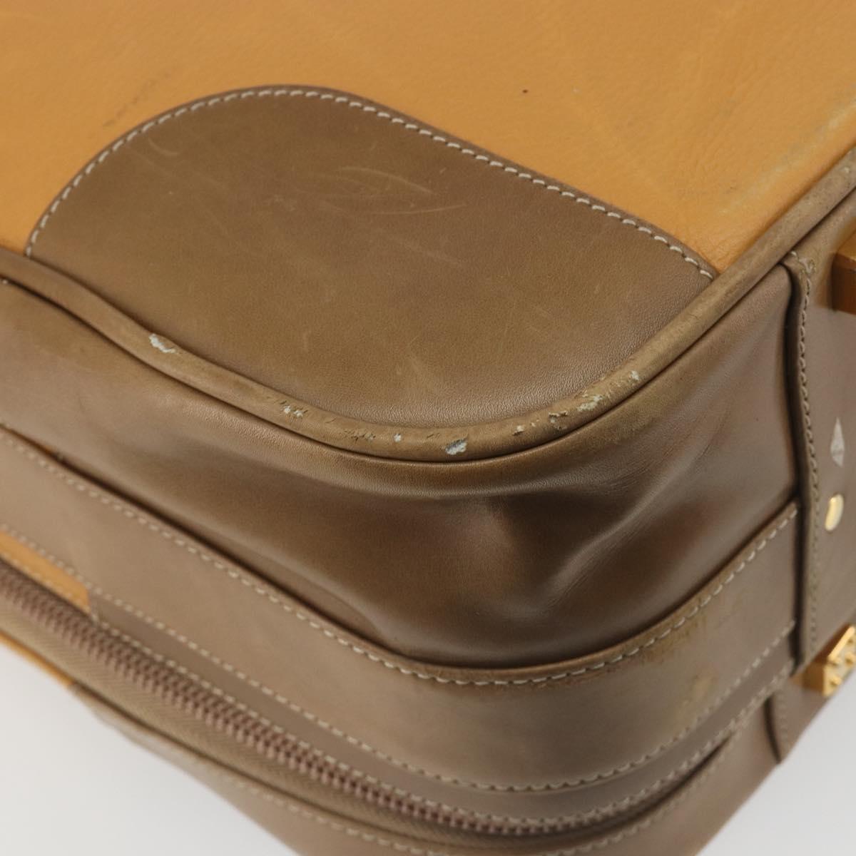 LOEWE Anagram Trunk Leather Beige Gold Tone Auth ep15147