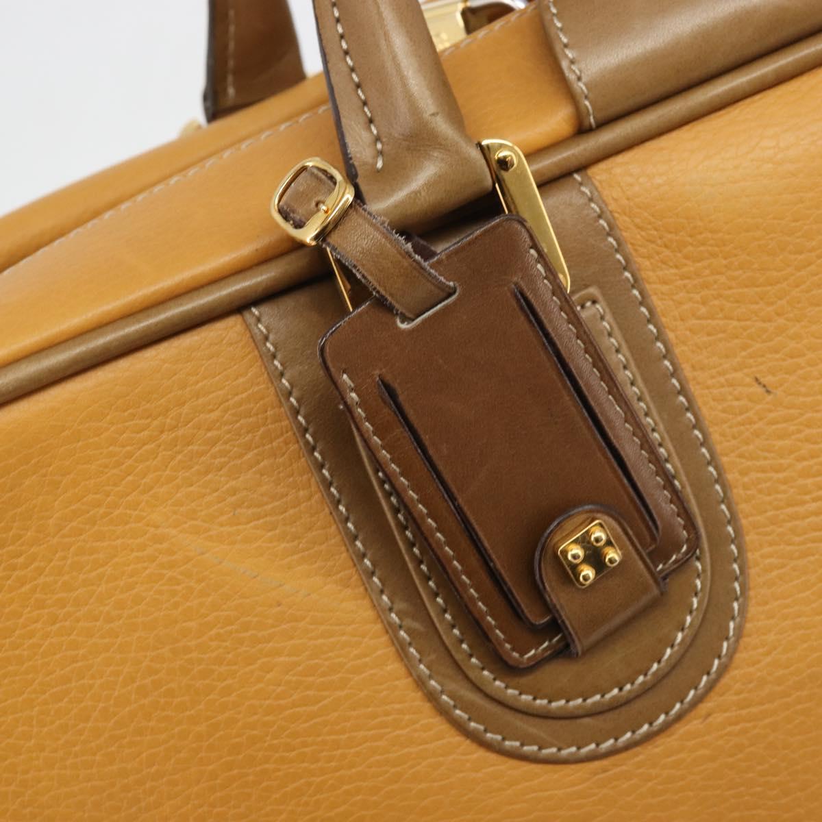 LOEWE Anagram Trunk Leather Beige Gold Tone Auth ep15147