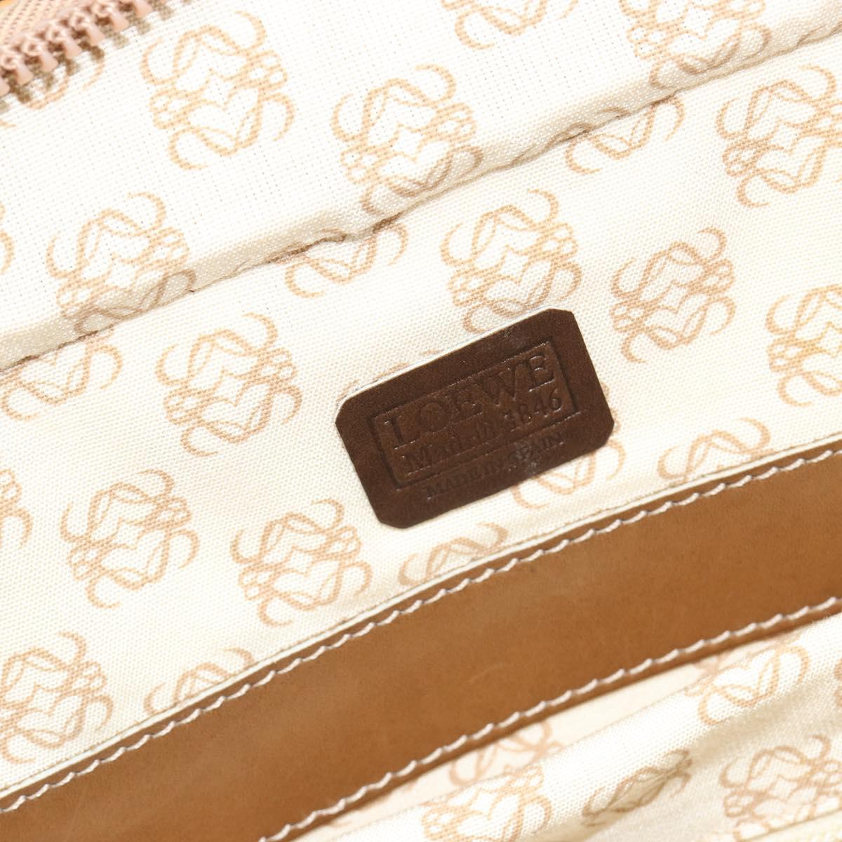 LOEWE Anagram Trunk Leather Beige Gold Tone Auth ep15147