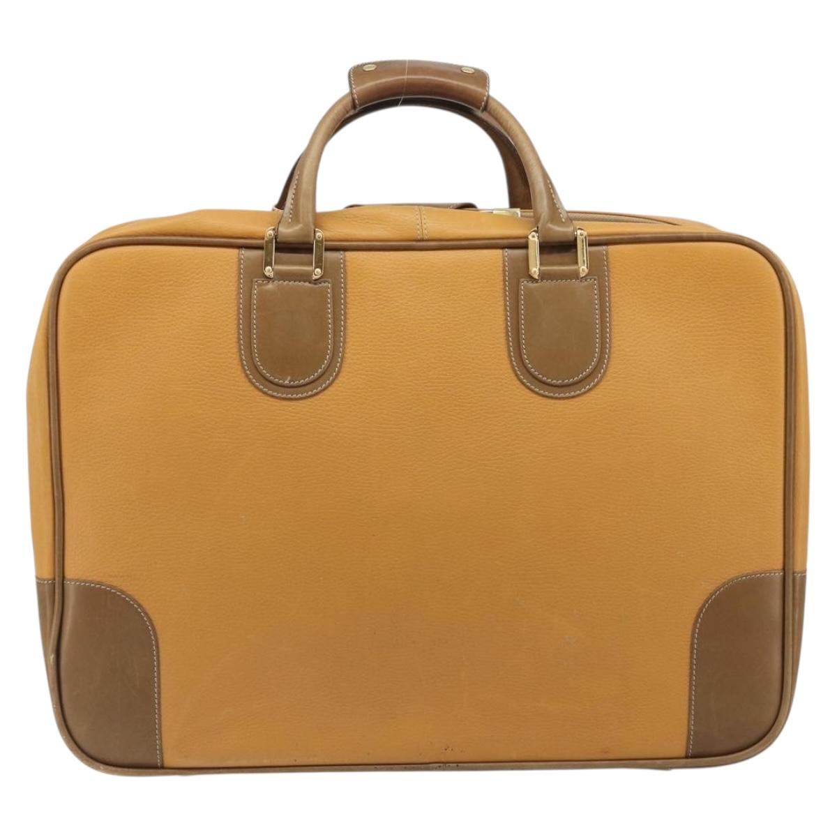 LOEWE Anagram Trunk Leather Beige Gold Tone Auth ep15147