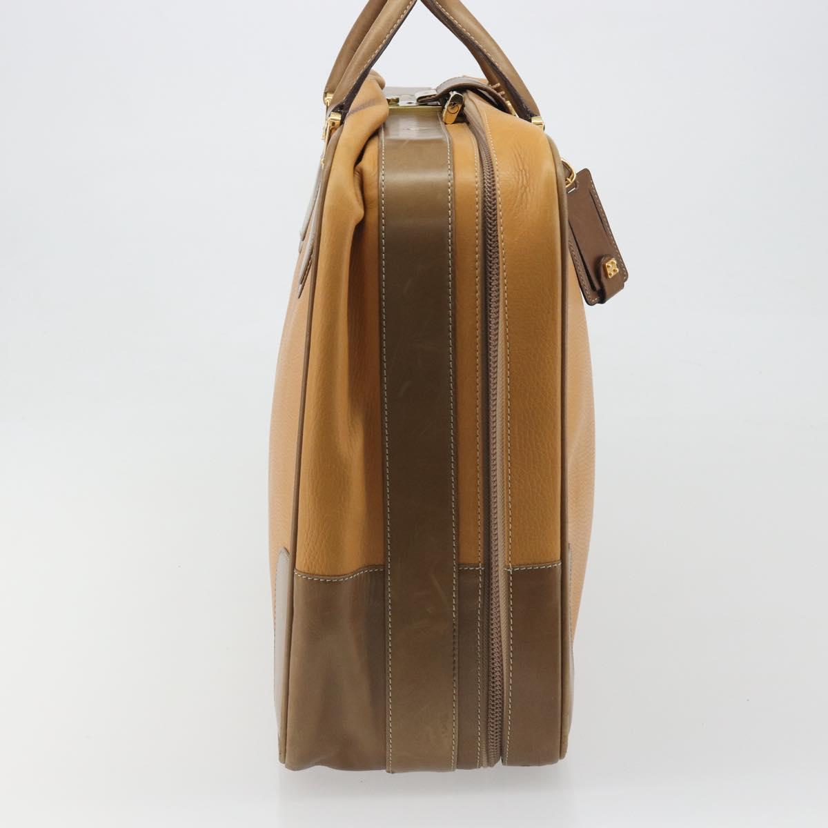 LOEWE Anagram Trunk Leather Beige Gold Tone Auth ep15147
