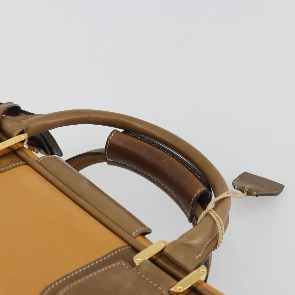 LOEWE Anagram Trunk Leather Beige Gold Tone Auth ep15147