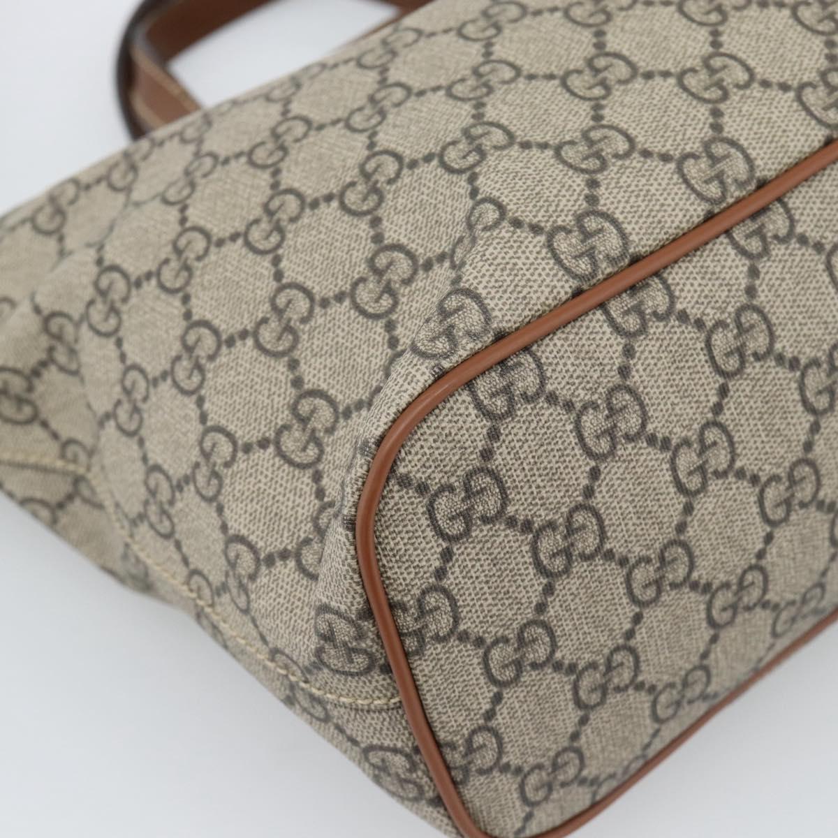 GUCCI GG Supreme Hand Bag PVC Leather 2way Beige Gold Tone 473887 Auth ep15151