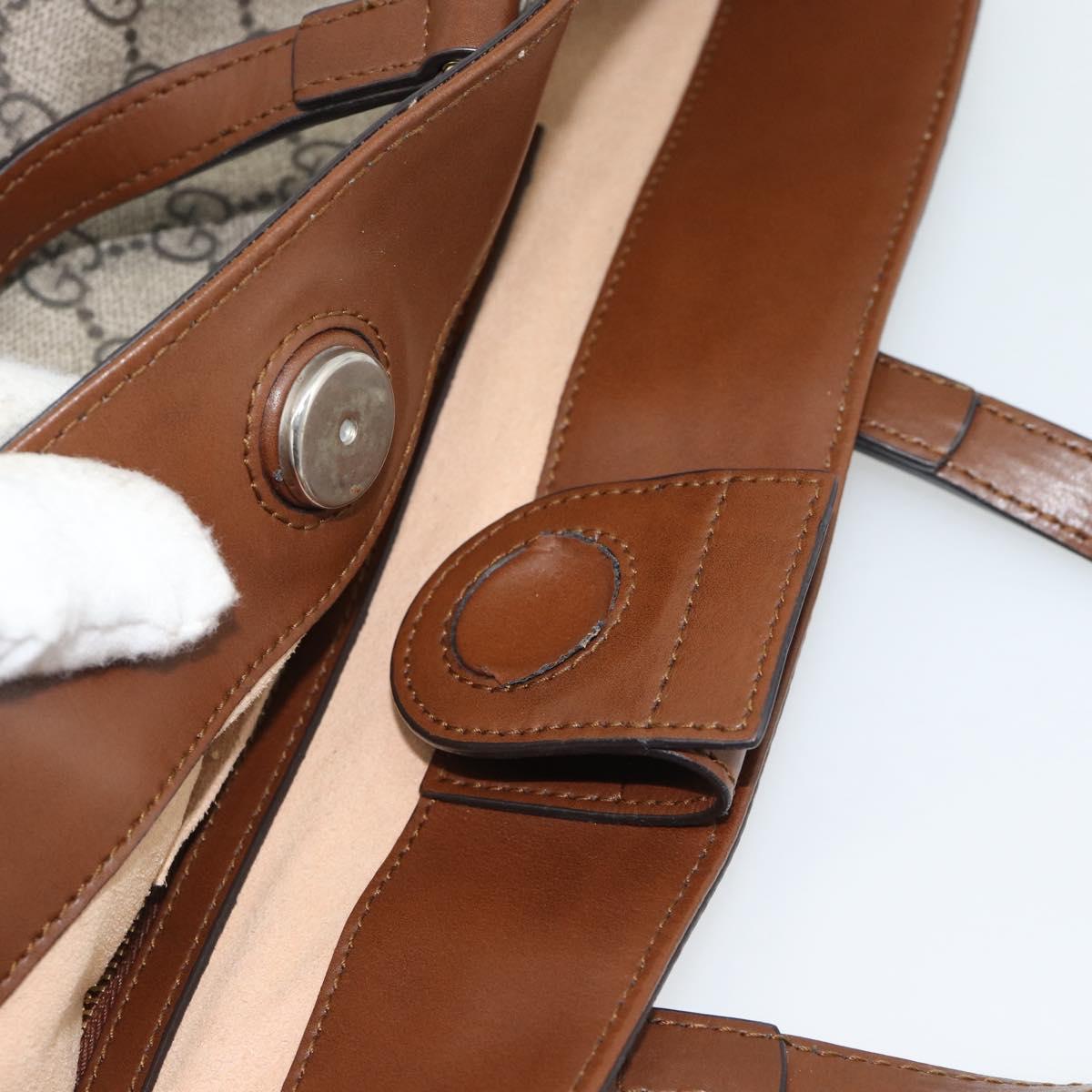 GUCCI GG Supreme Hand Bag PVC Leather 2way Beige Gold Tone 473887 Auth ep15151