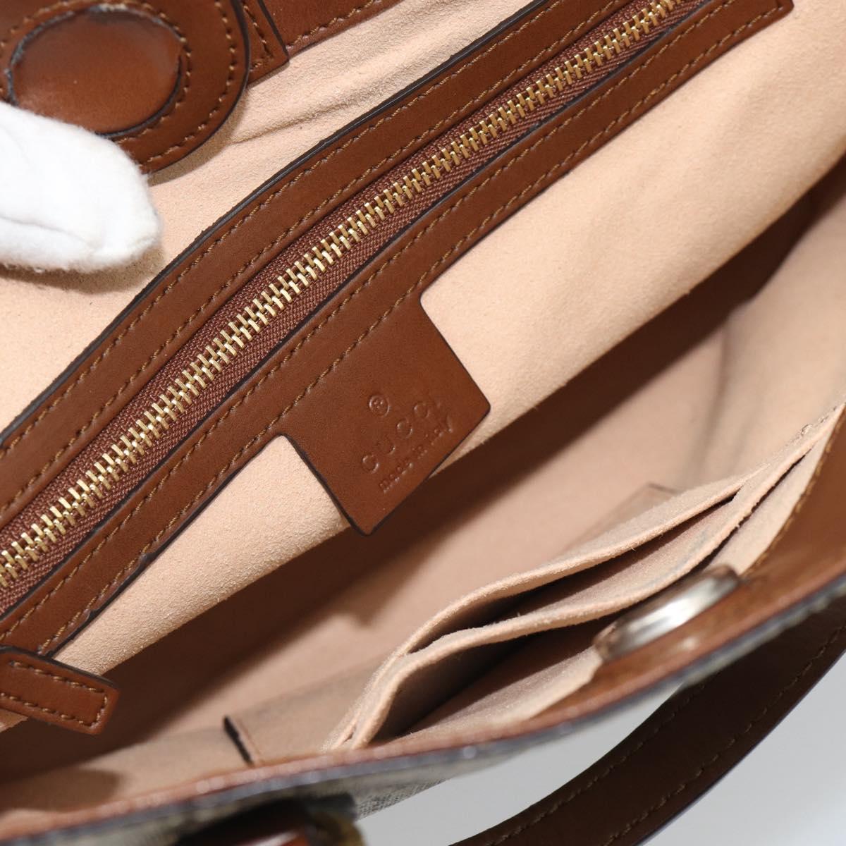 GUCCI GG Supreme Hand Bag PVC Leather 2way Beige Gold Tone 473887 Auth ep15151