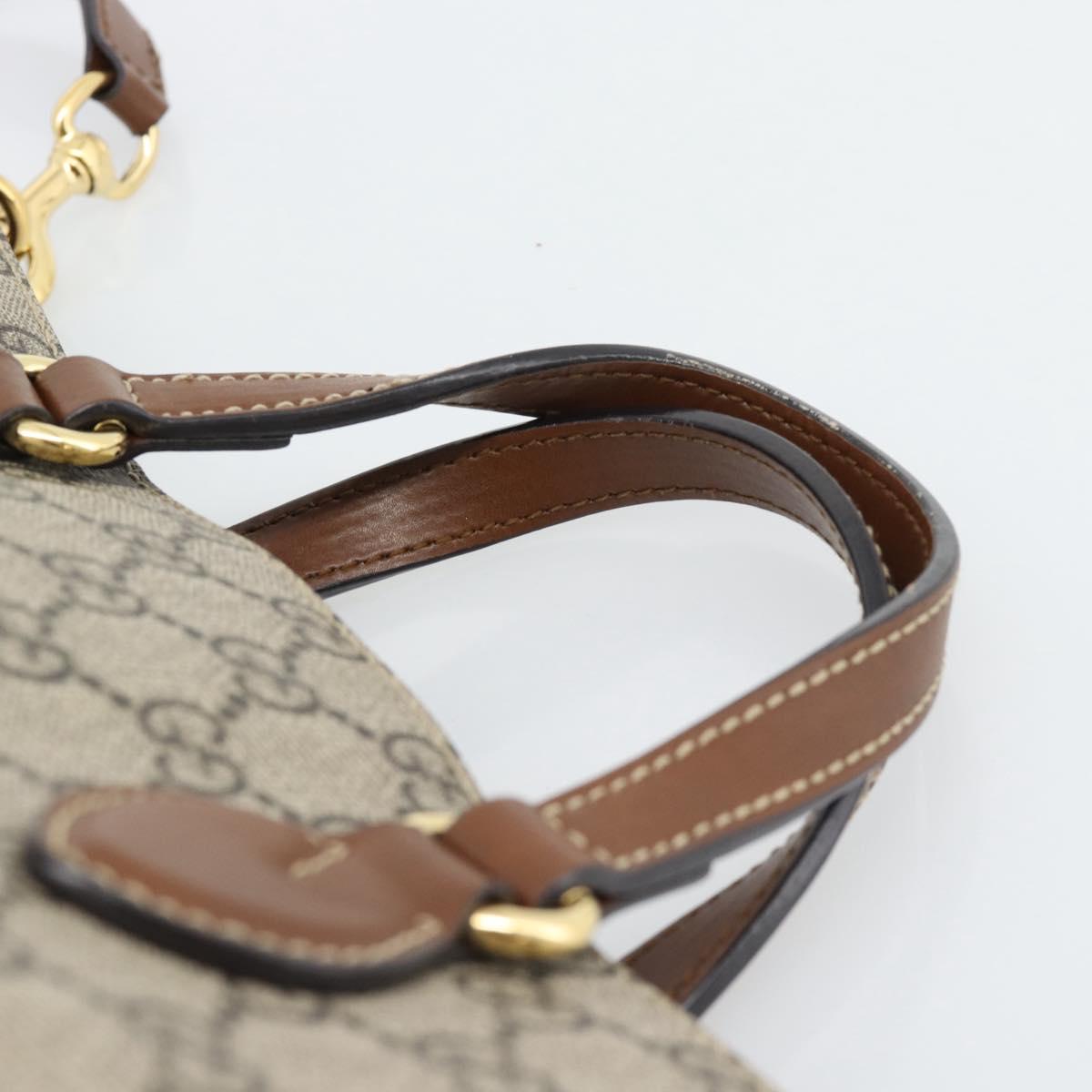 GUCCI GG Supreme Hand Bag PVC Leather 2way Beige Gold Tone 473887 Auth ep15151