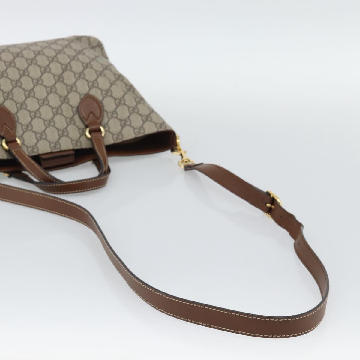 GUCCI GG Supreme Hand Bag PVC Leather 2way Beige Gold Tone 473887 Auth ep15151