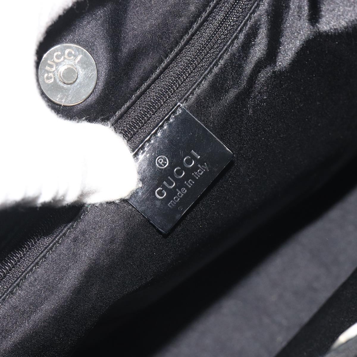 GUCCI Shoulder Bag Canvas Black Silver Auth ep15152