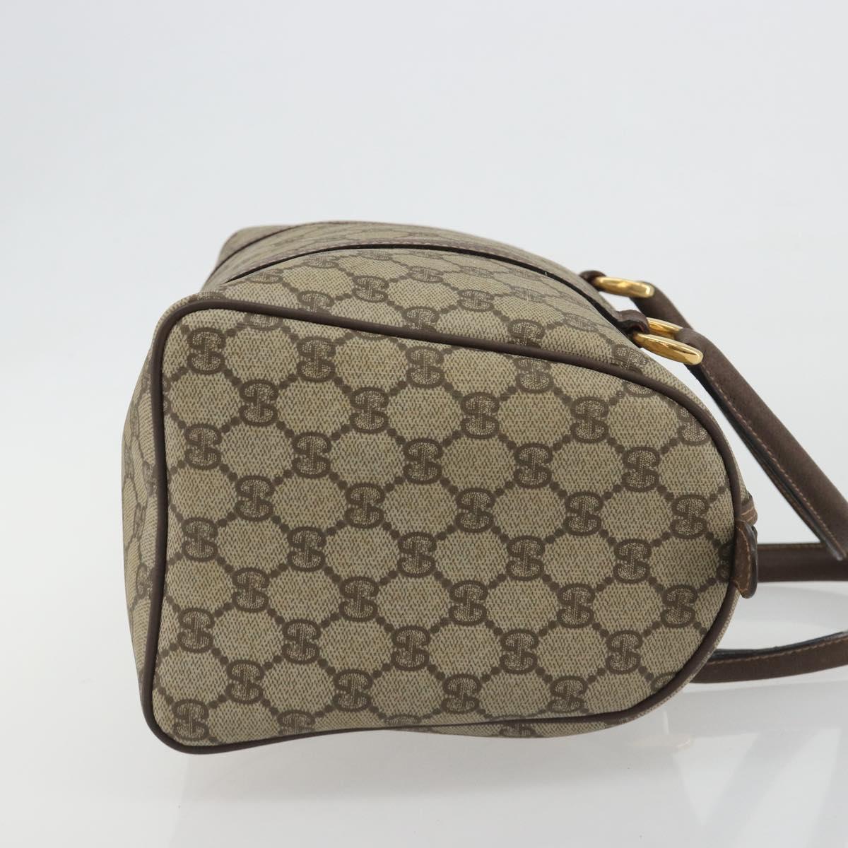GUCCI GG Supreme Mini Boston Bag PVC Leather Beige Gold Tone Auth ep15153