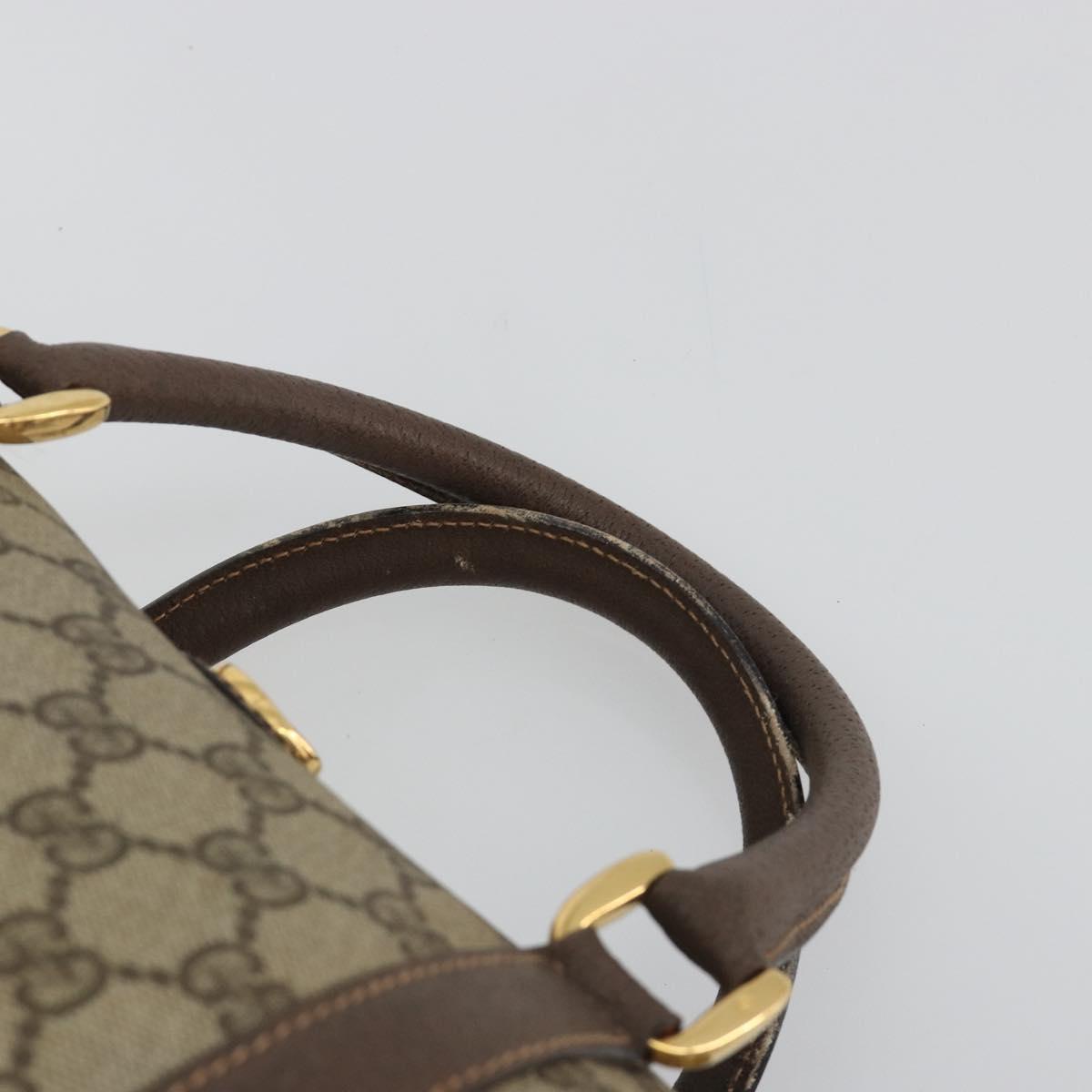 GUCCI GG Supreme Mini Boston Bag PVC Leather Beige Gold Tone Auth ep15153