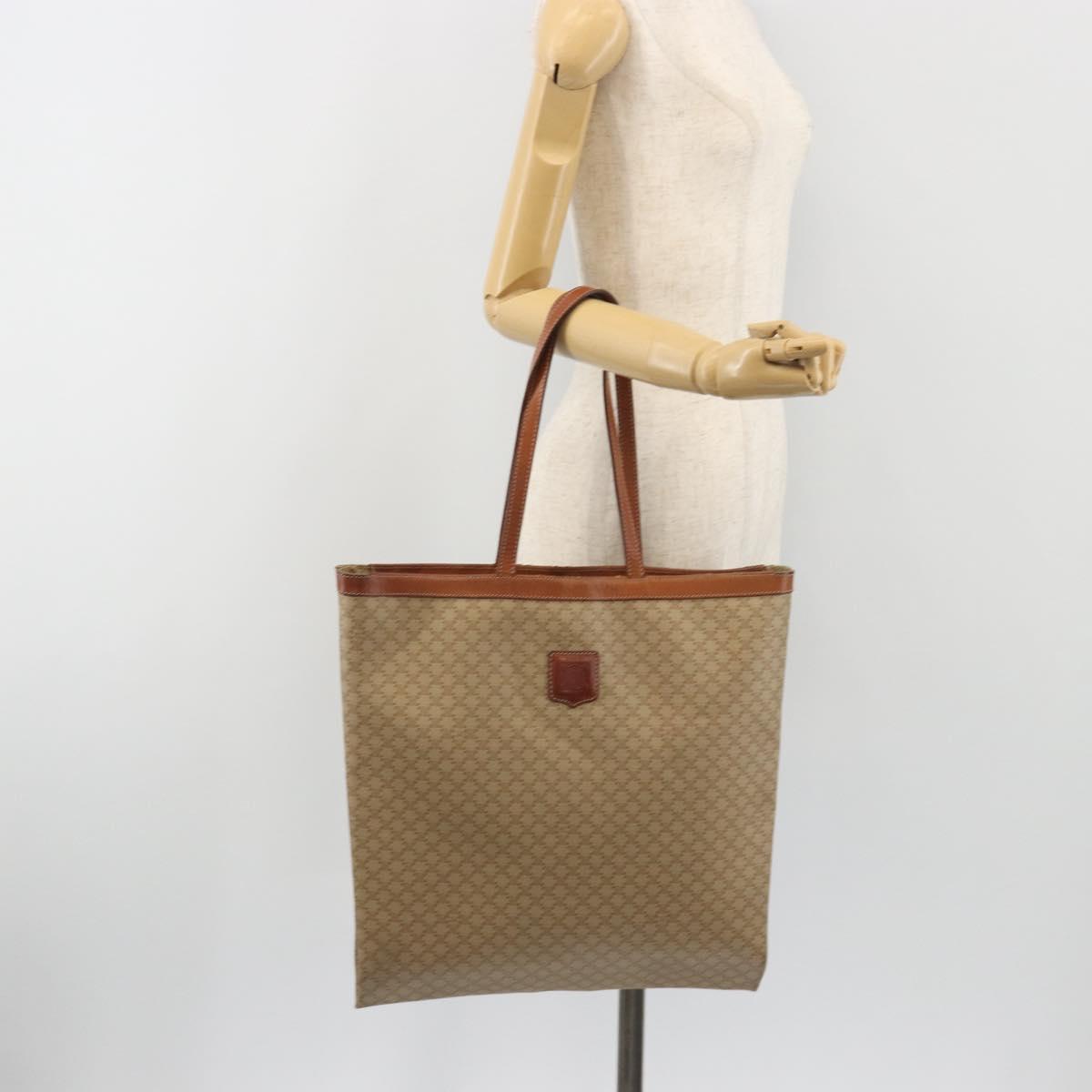 CELINE Macadam Tote Bag PVC Leather Beige Brown Auth ep15154