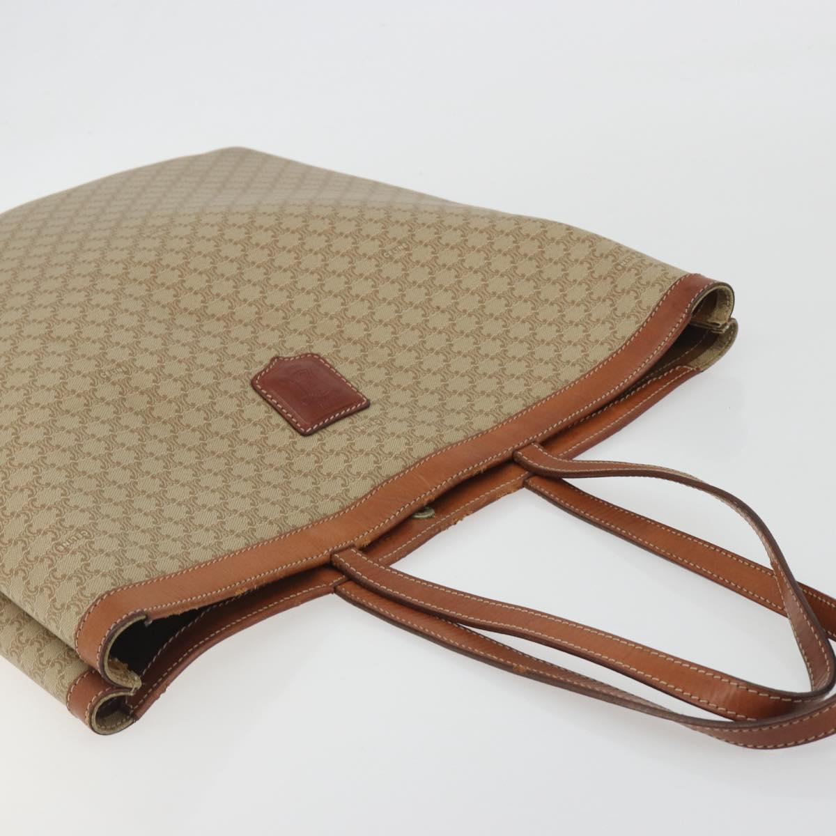 CELINE Macadam Tote Bag PVC Leather Beige Brown Auth ep15154