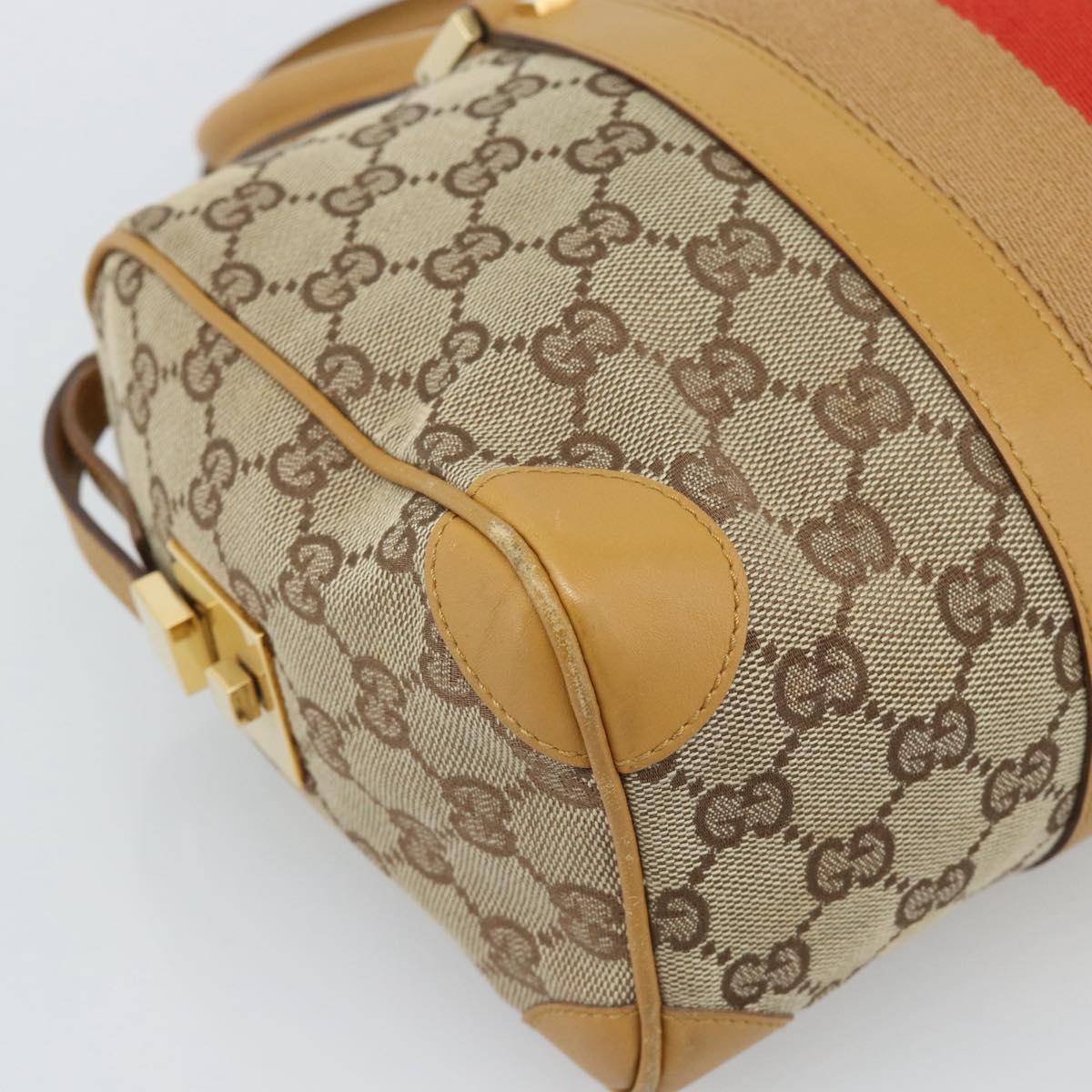 GUCCI GG Canvas Hand Bag Beige Gold Tone Auth ep15156