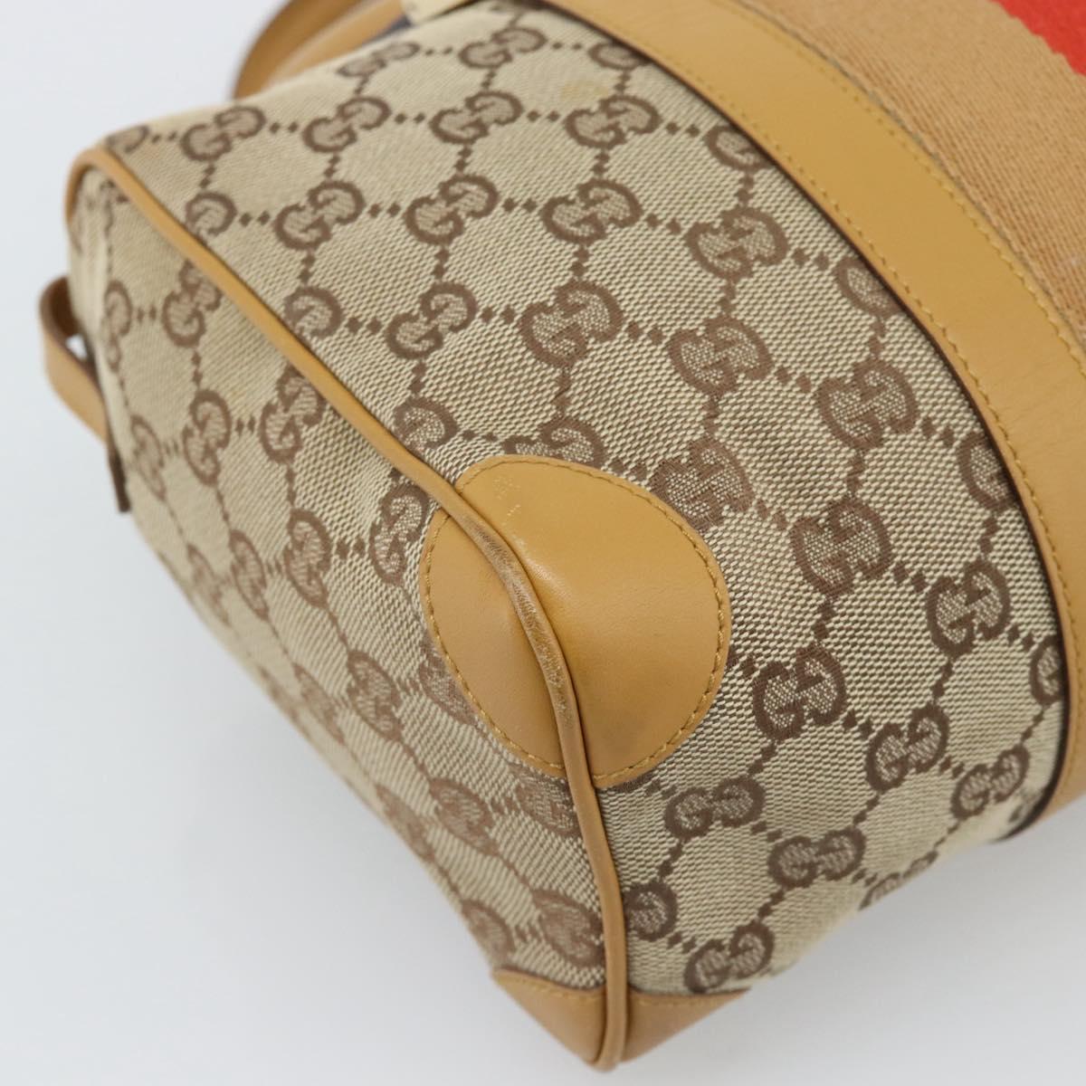 GUCCI GG Canvas Hand Bag Beige Gold Tone Auth ep15156