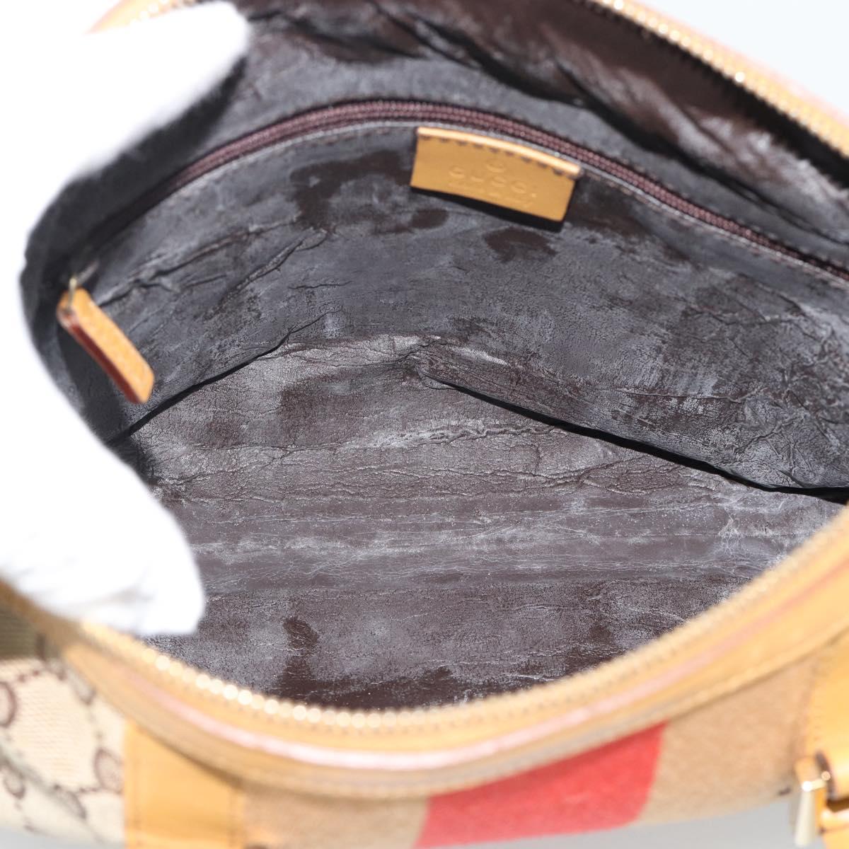 GUCCI GG Canvas Hand Bag Beige Gold Tone Auth ep15156