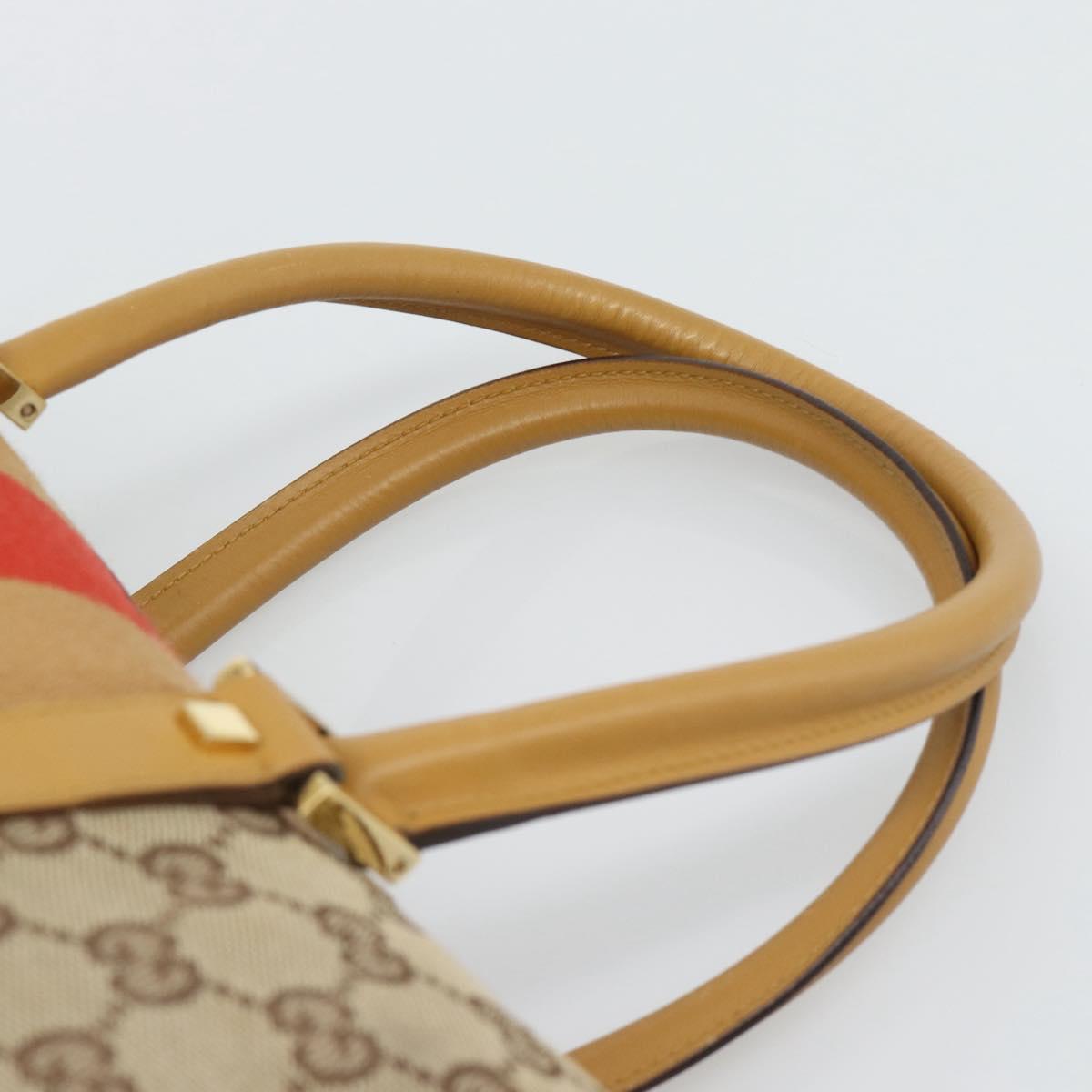 GUCCI GG Canvas Hand Bag Beige Gold Tone Auth ep15156