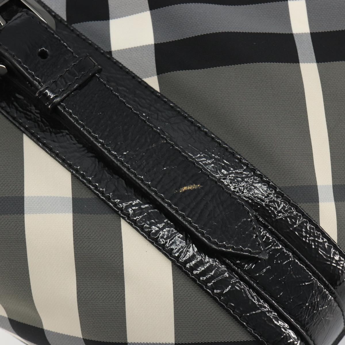 BURBERRY Nova Check Tote Bag Nylon Black Silver Auth ep15157