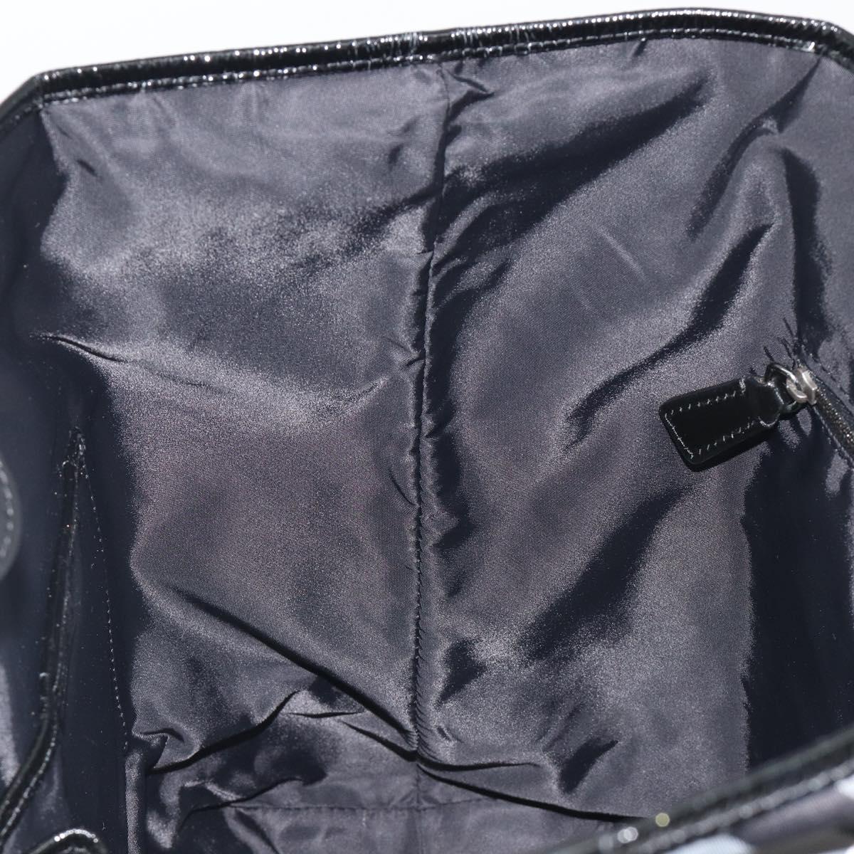 BURBERRY Nova Check Tote Bag Nylon Black Silver Auth ep15157