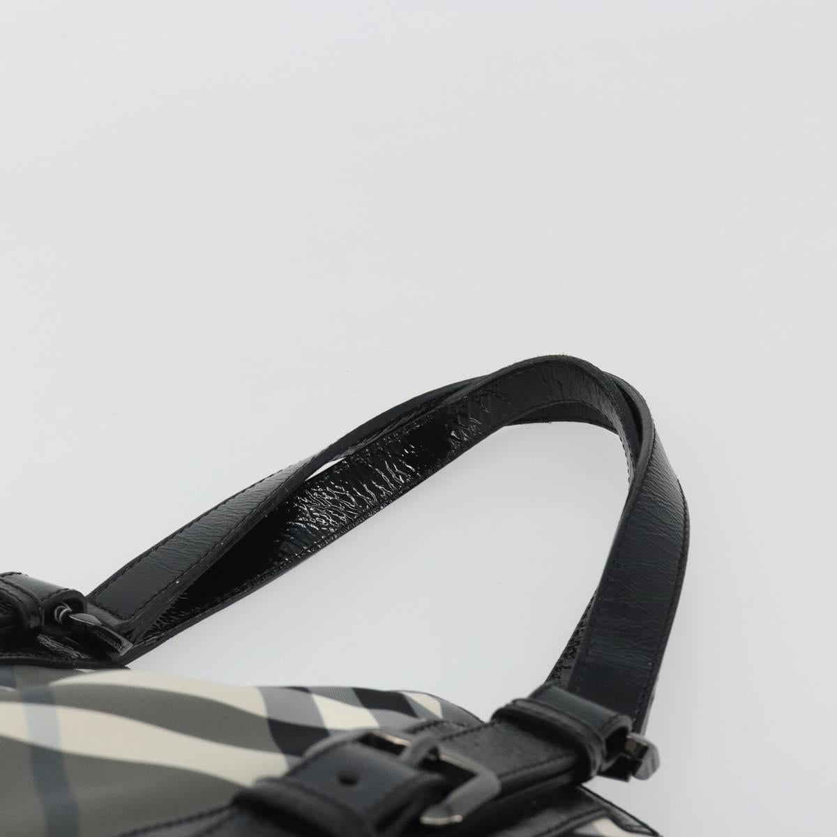 BURBERRY Nova Check Tote Bag Nylon Black Silver Auth ep15157