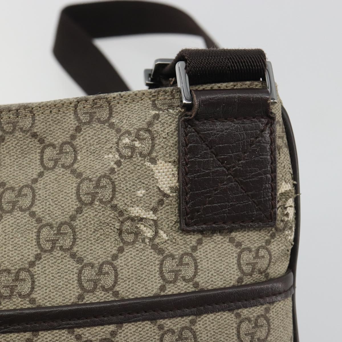 GUCCI GG Supreme Shoulder Bag PVC Leather Beige Silver 141626 Auth ep15158