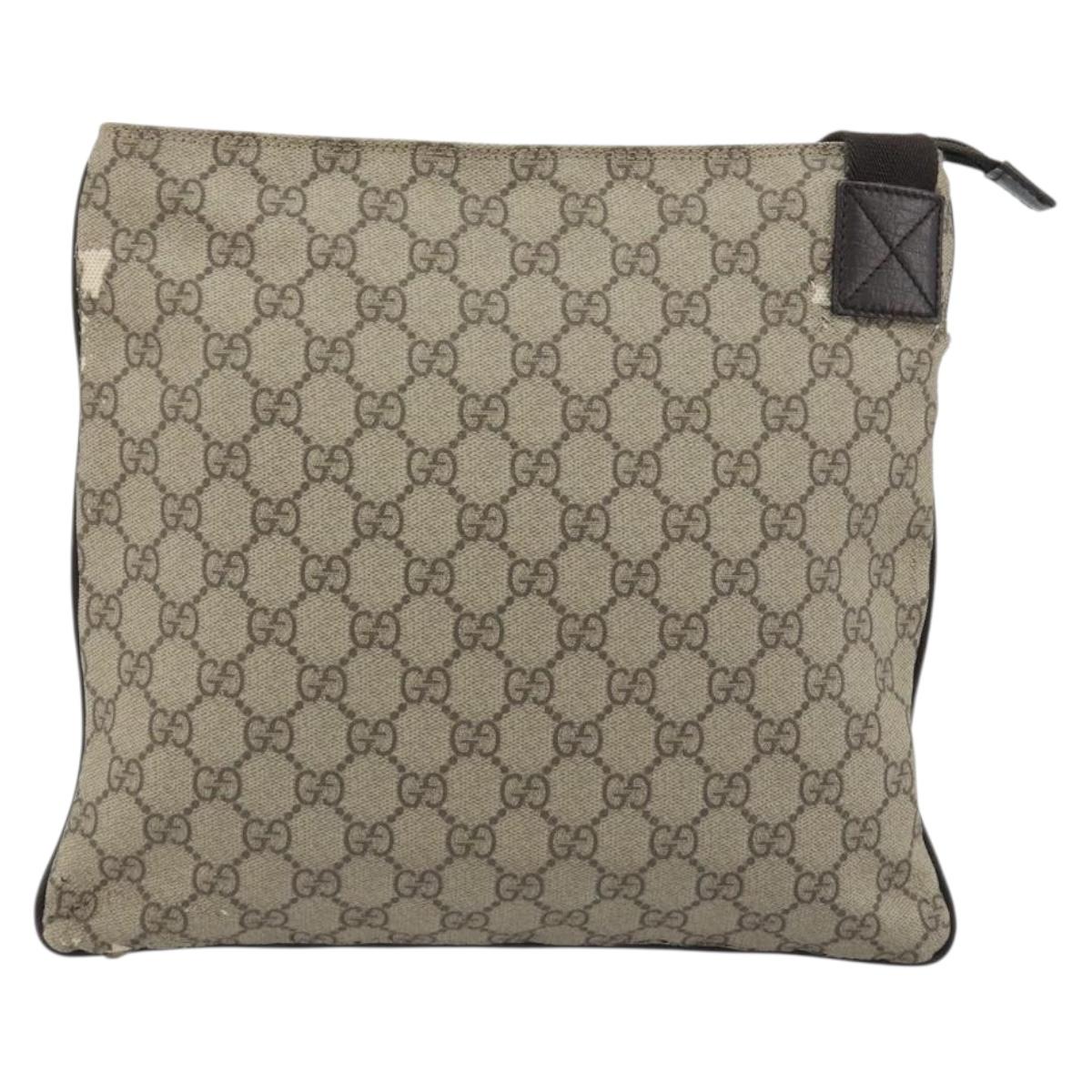 GUCCI GG Supreme Shoulder Bag PVC Leather Beige Silver 141626 Auth ep15158