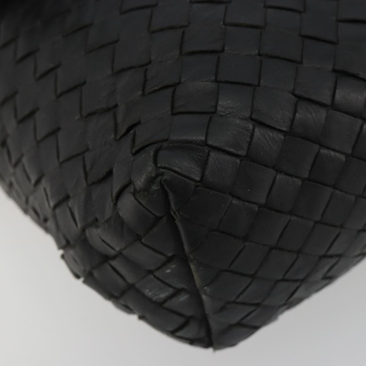 BOTTEGA VENETA INTRECCIATO Shoulder Bag Leather Black Auth ep15159