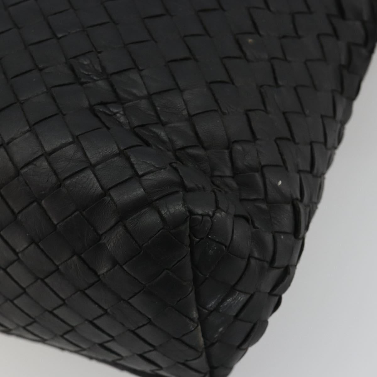 BOTTEGA VENETA INTRECCIATO Shoulder Bag Leather Black Auth ep15159