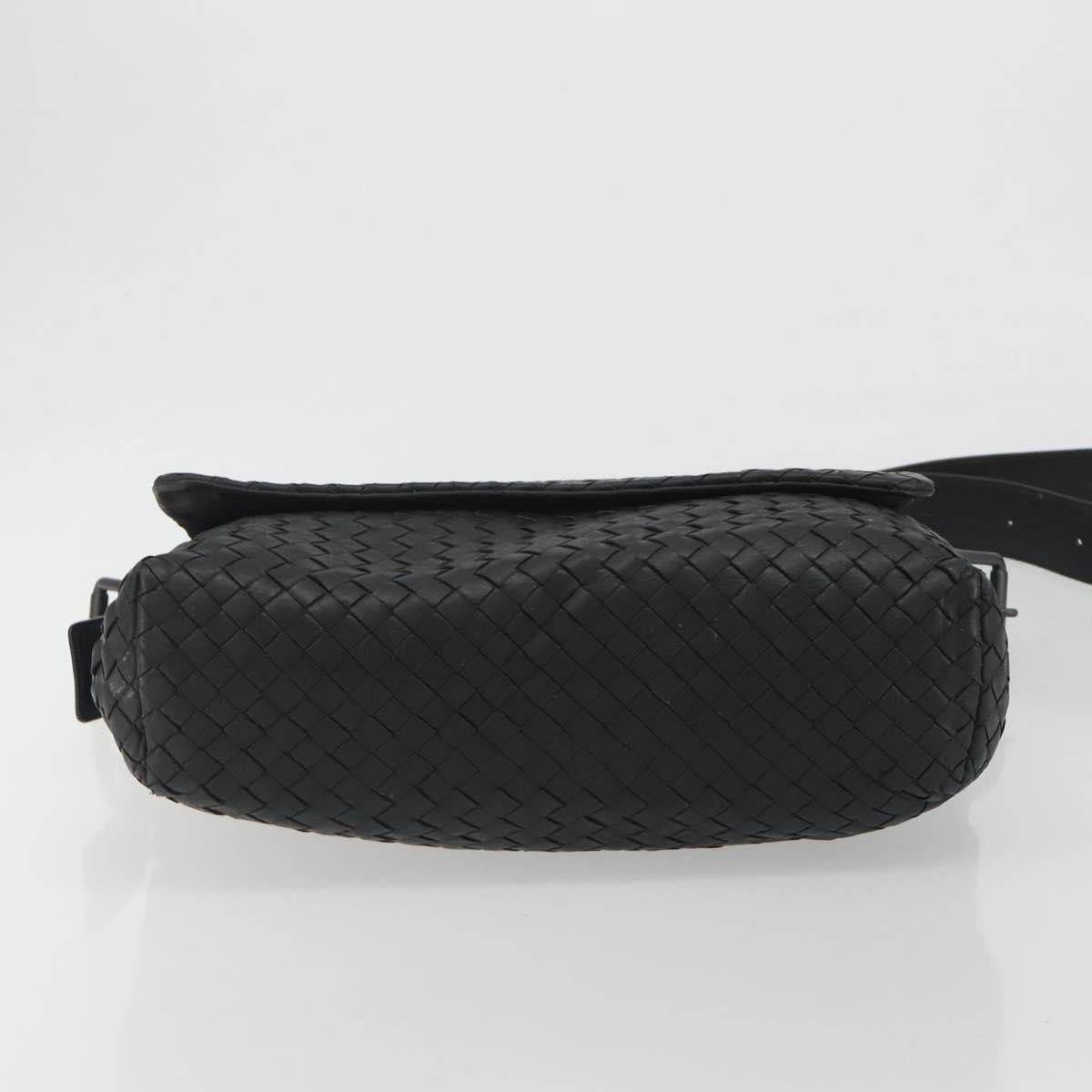 BOTTEGA VENETA INTRECCIATO Shoulder Bag Leather Black Auth ep15159