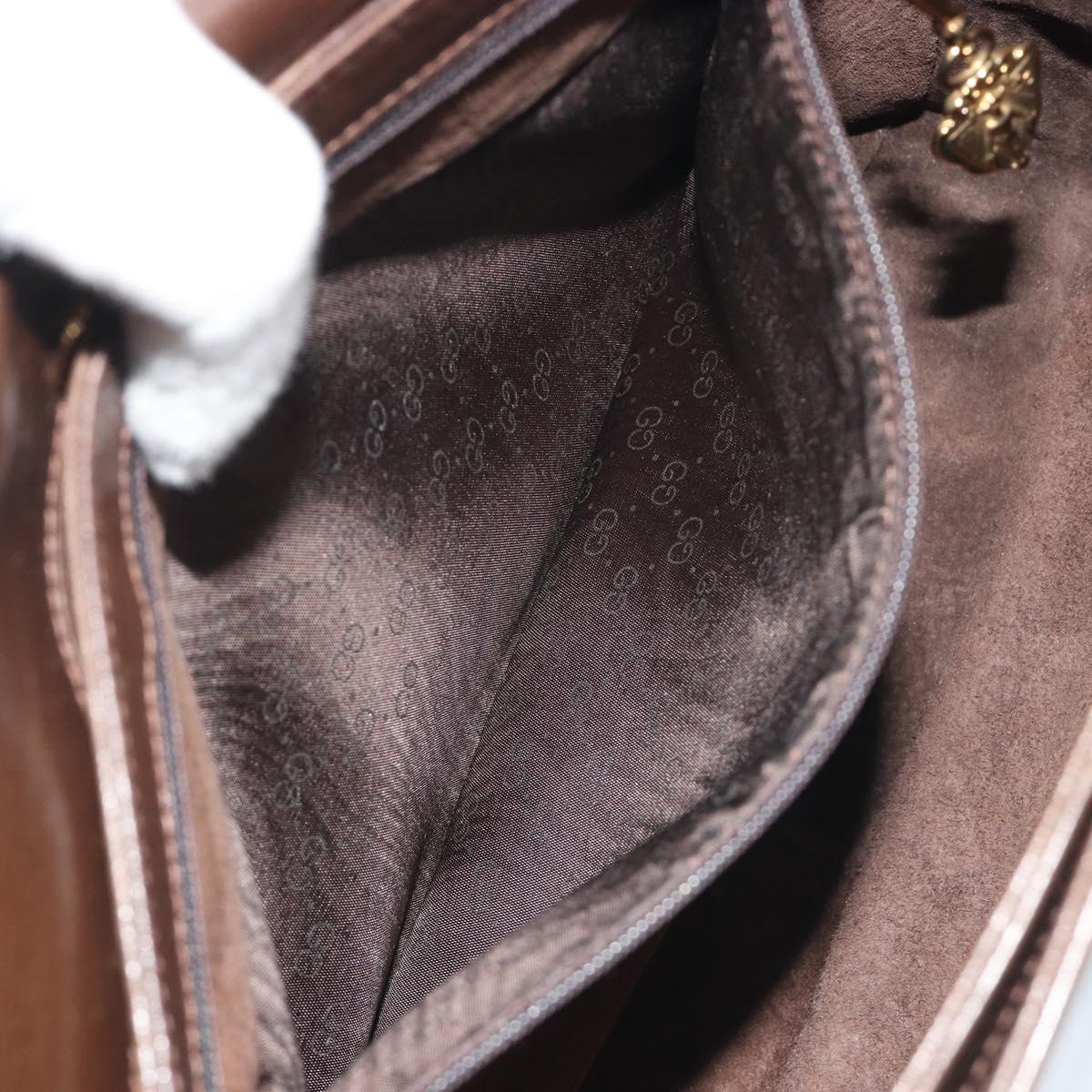 GUCCI Hand Bag Leather Brown Gold Tone Auth ep15160