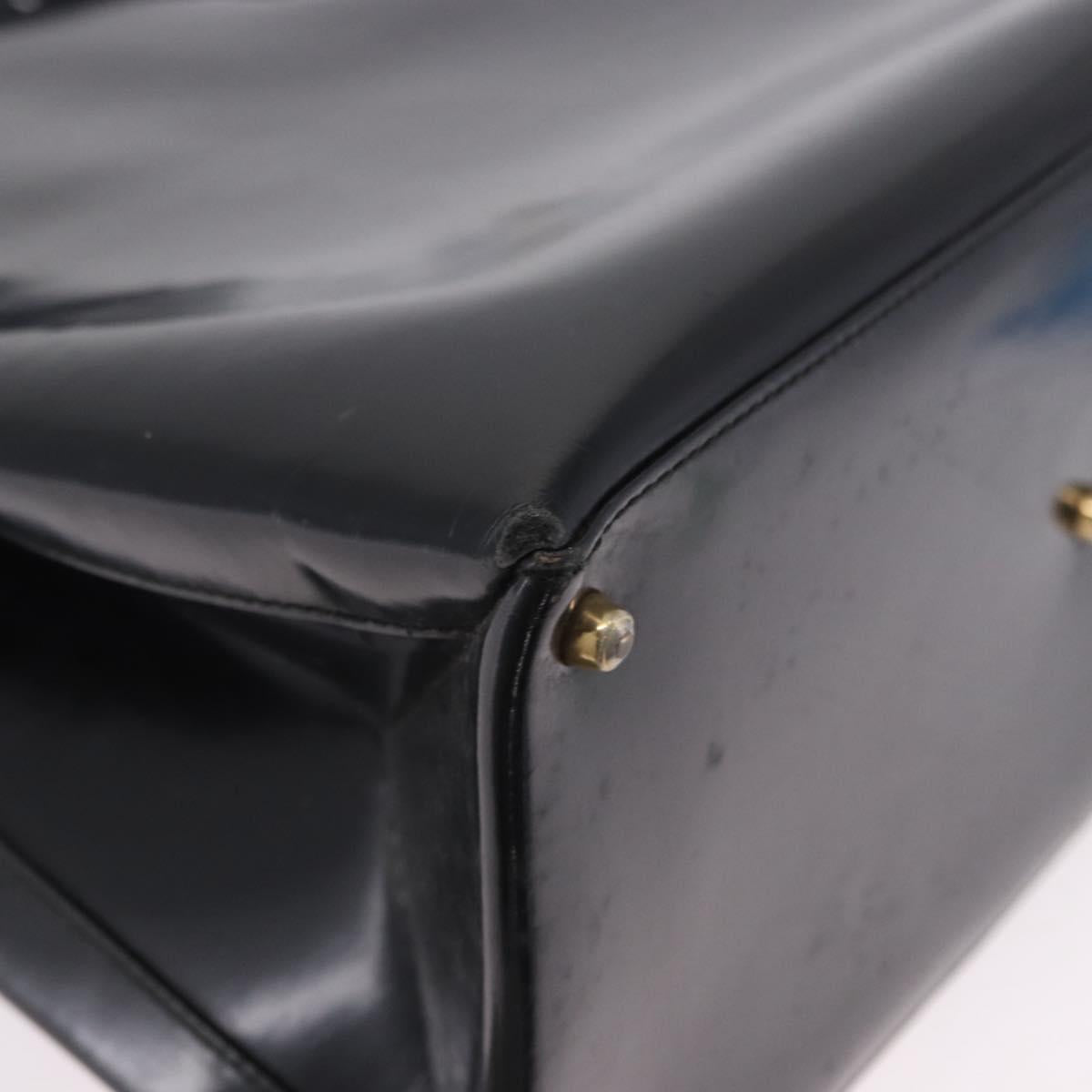GUCCI Hand Bag Patent 2way Black Gold Tone 000 2404 0503 Auth ep15163
